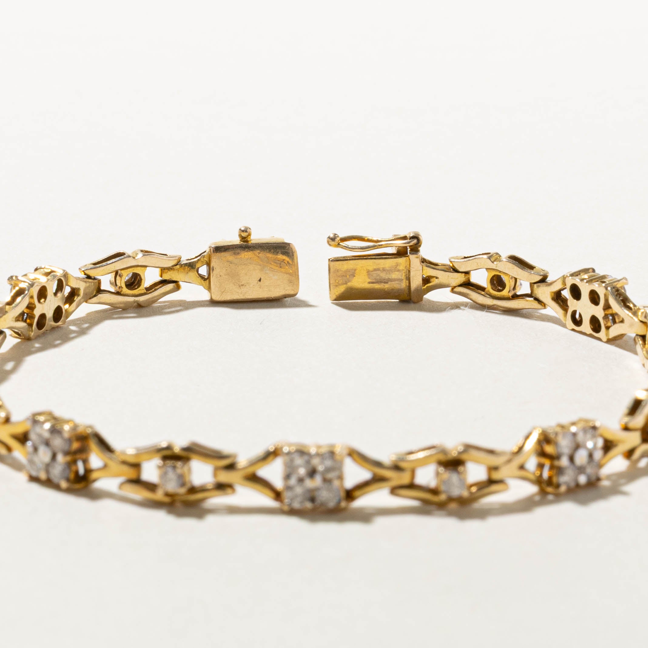 14k Diamond Cluster Openwork Marquise Bracelet | 1.20ctw | 7.5"
