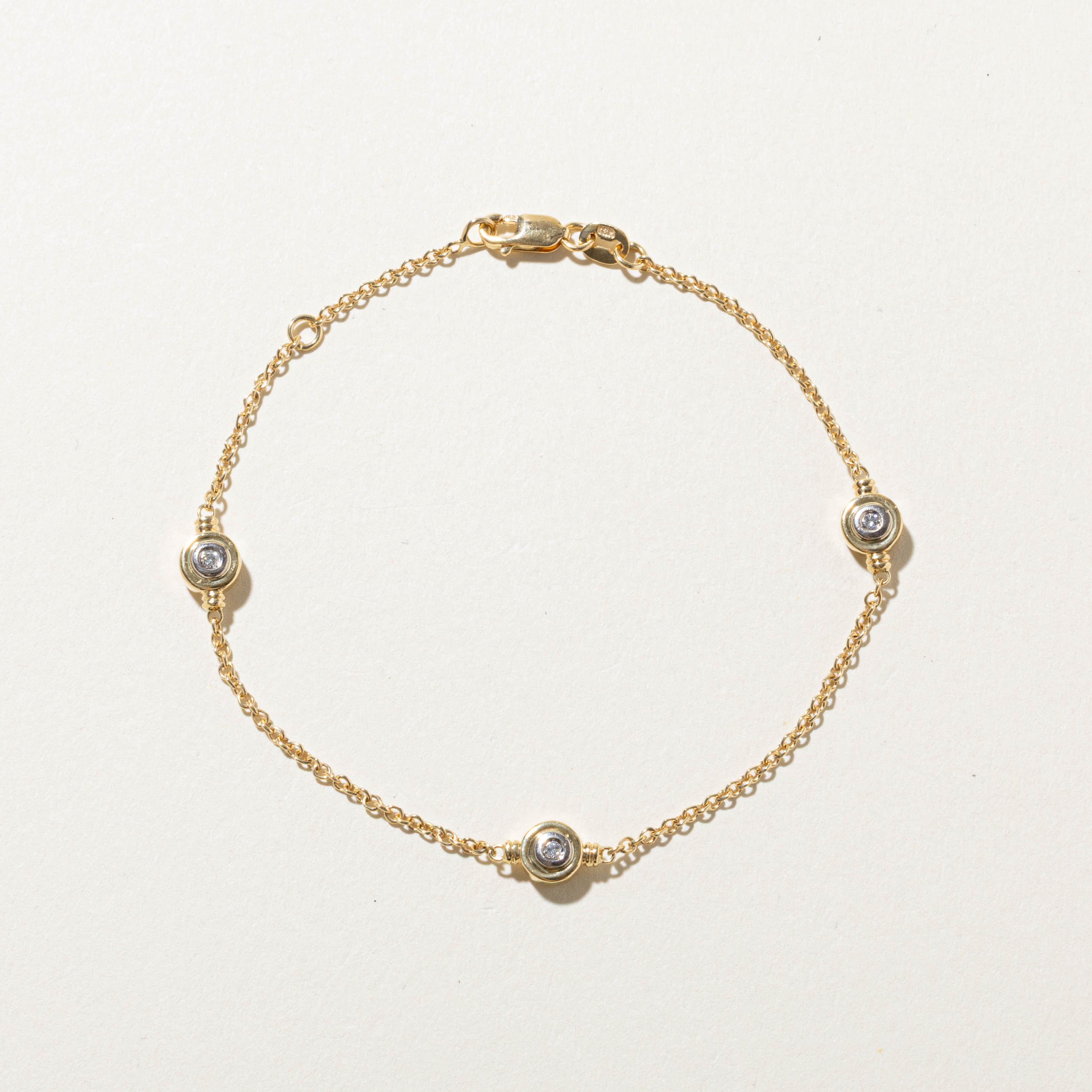 ‘Birks’ 18k Bezel Set Diamond Satellite Bracelet | 0.14ctw | 7”