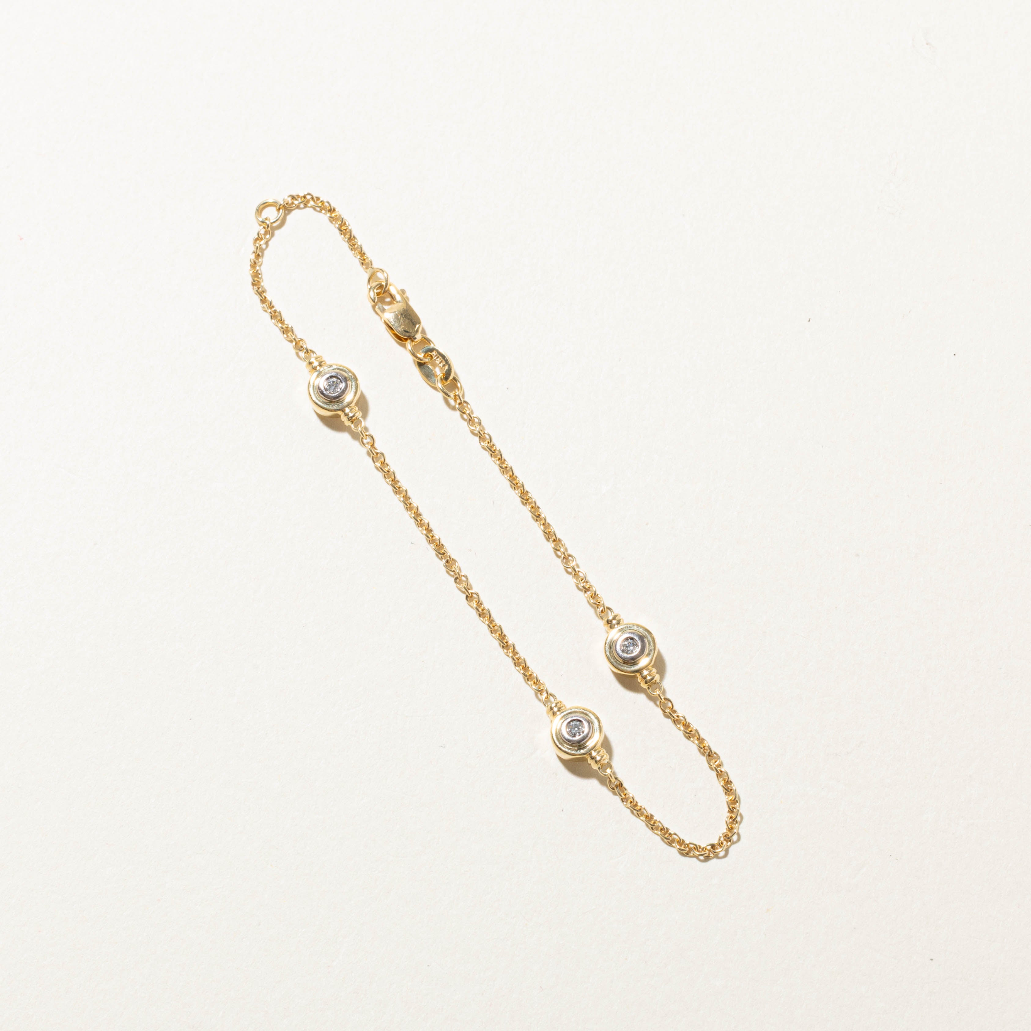 ‘Birks’ 18k Bezel Set Diamond Satellite Bracelet | 0.14ctw | 7”