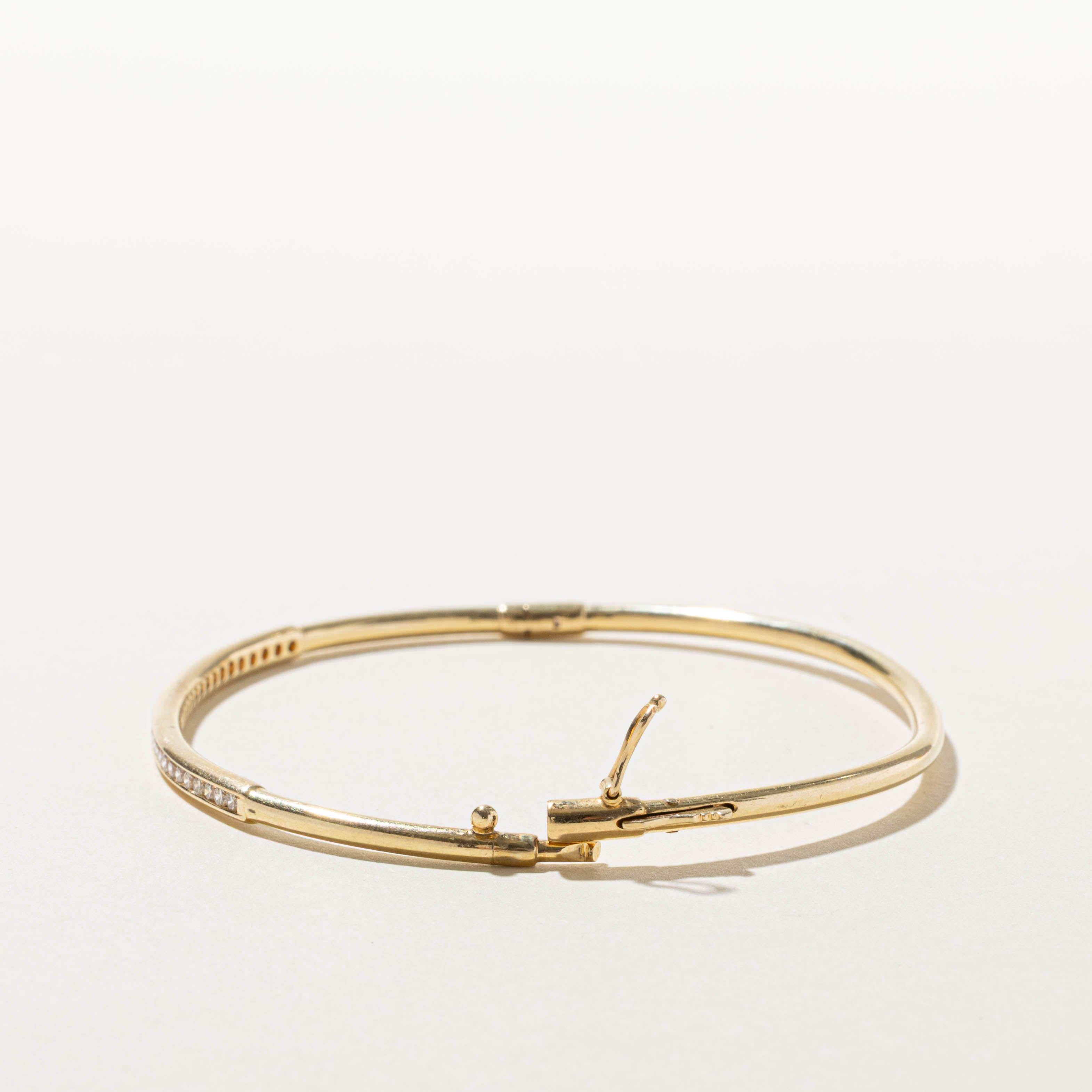 14k Channel Set Diamond Bangle | 0.30ctw | 7.5"