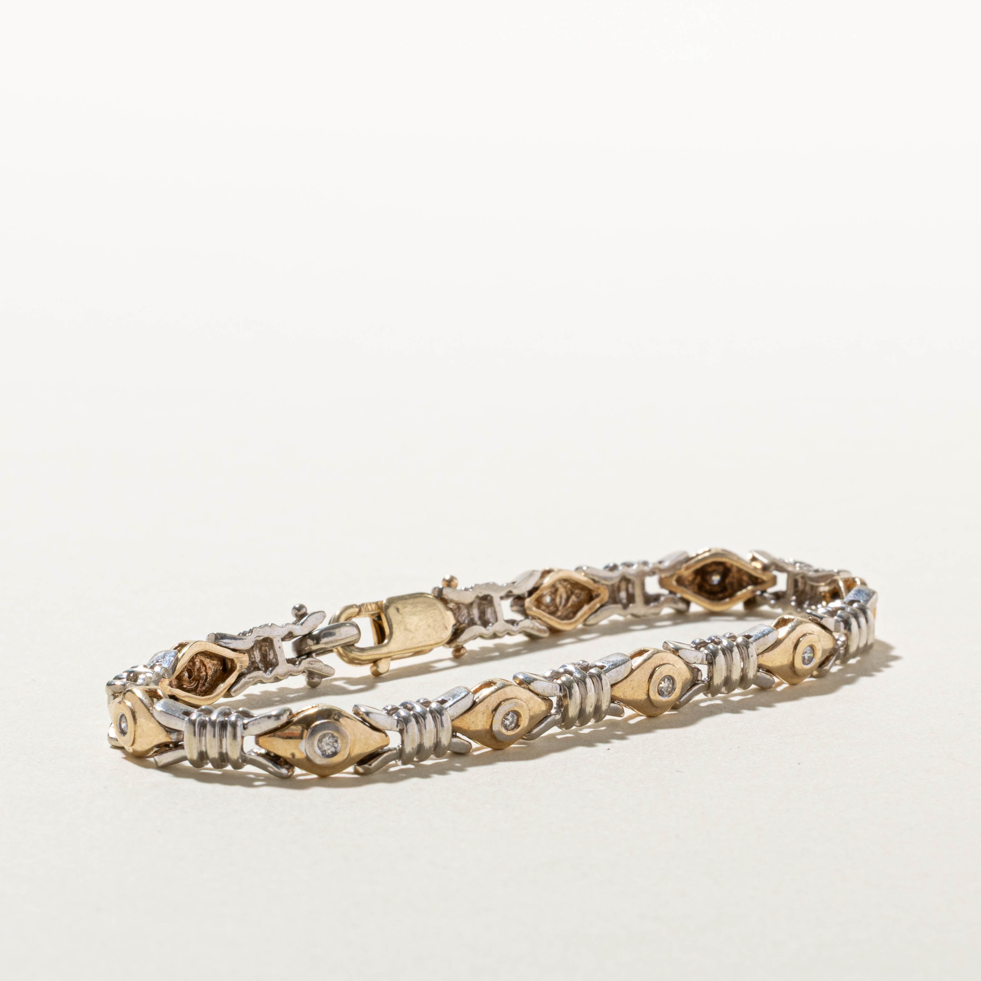 10k Two-Tone Diamond Barbed Bracelet | 0.15ctw | 7"