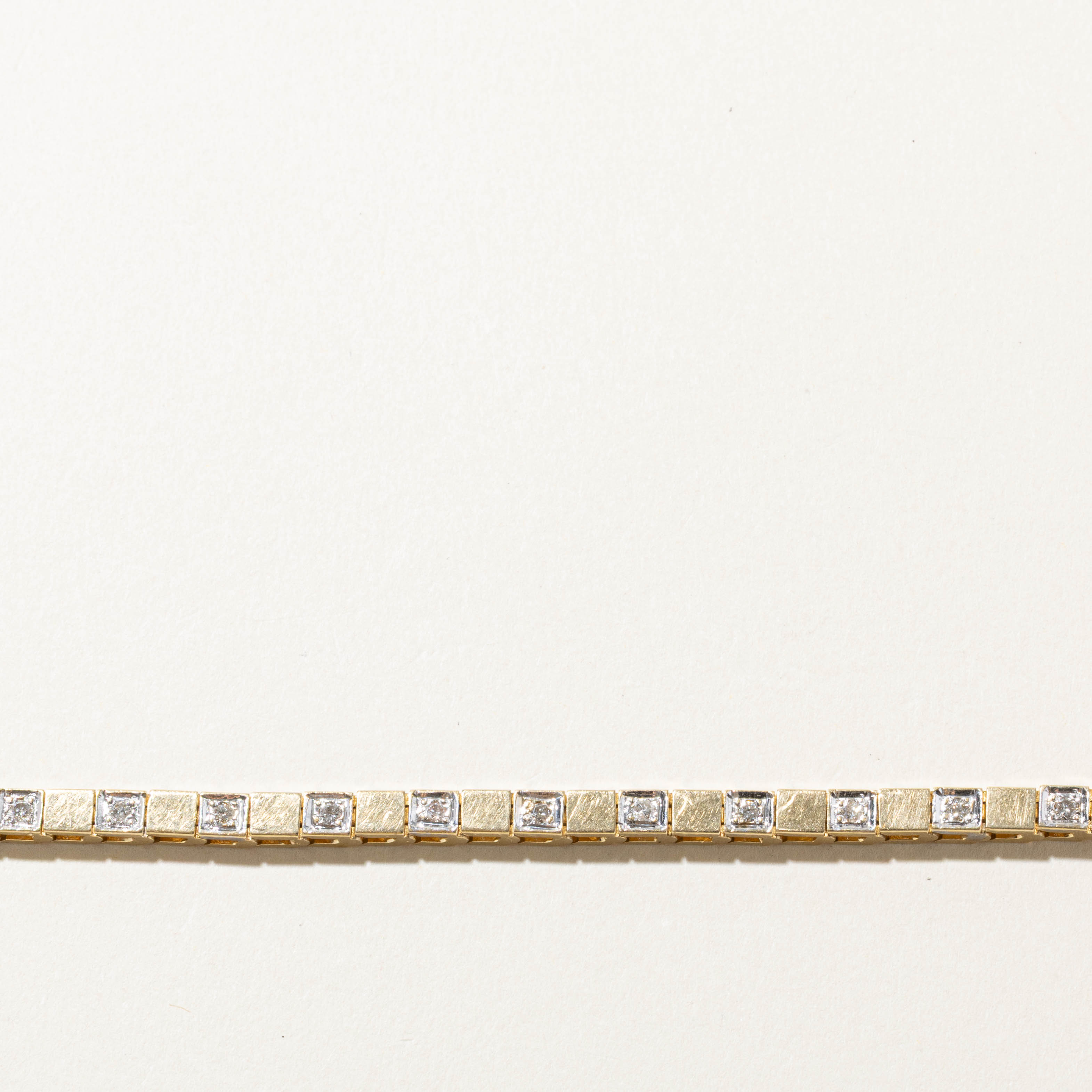 14k Flush Set Diamond Textured Tennis Bracelet | 0.38ctw | 7.5"