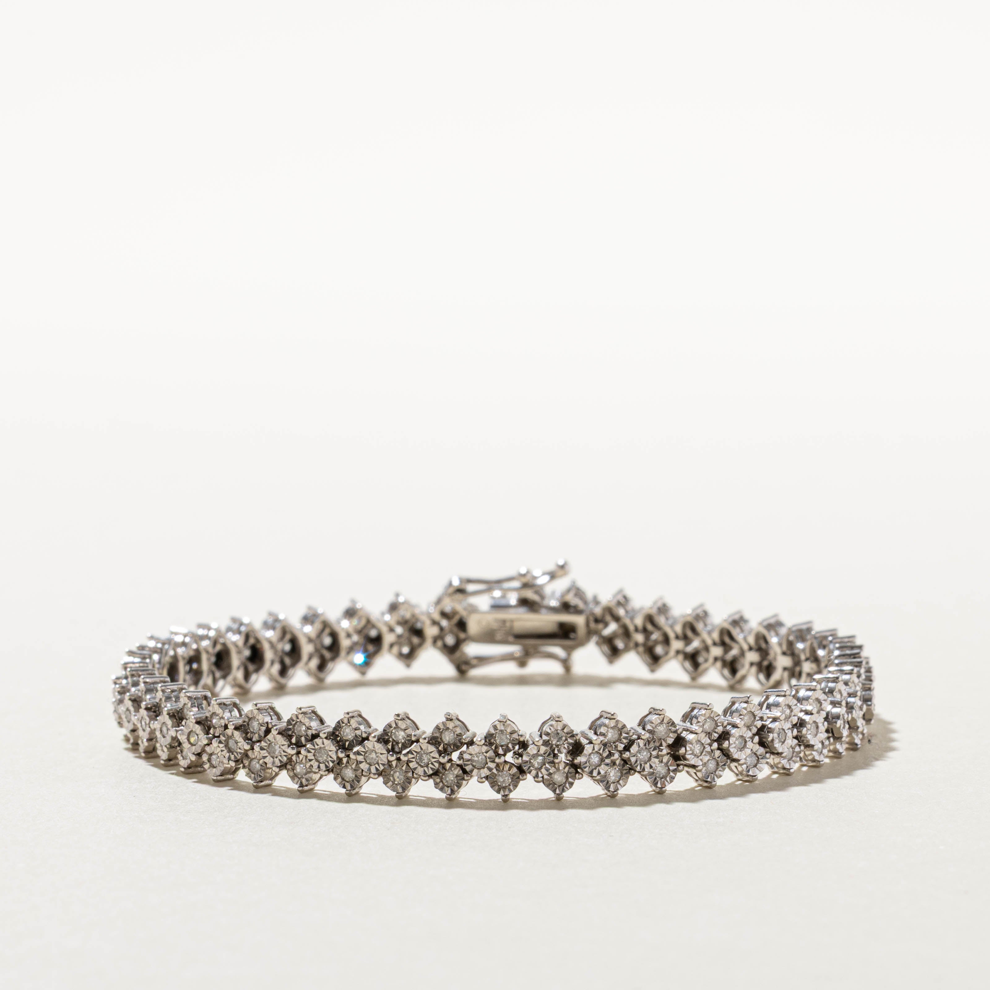 10k Diamond Checkered Tennis Bracelet | 0.55ctw | 7"