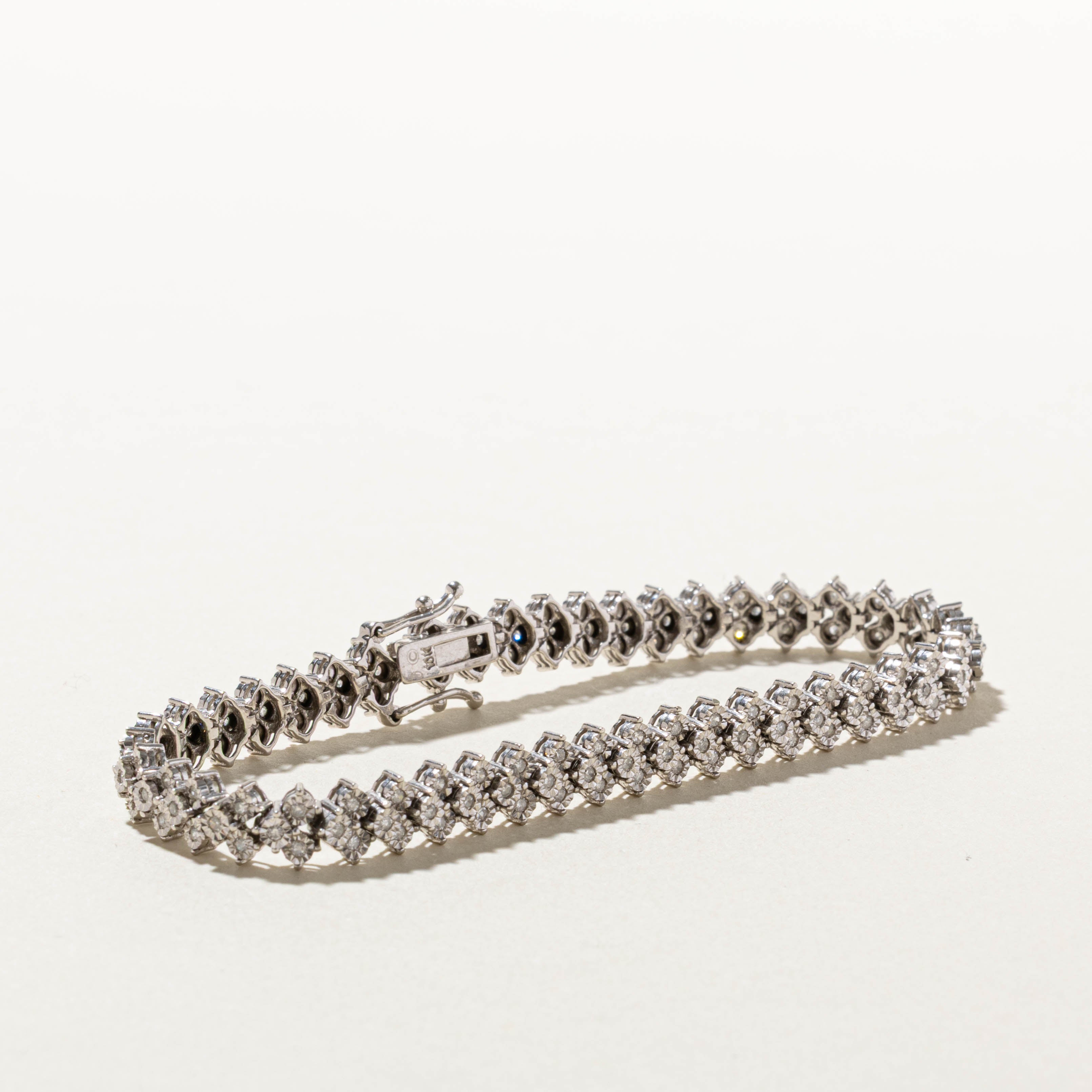 10k Diamond Checkered Tennis Bracelet | 0.55ctw | 7"