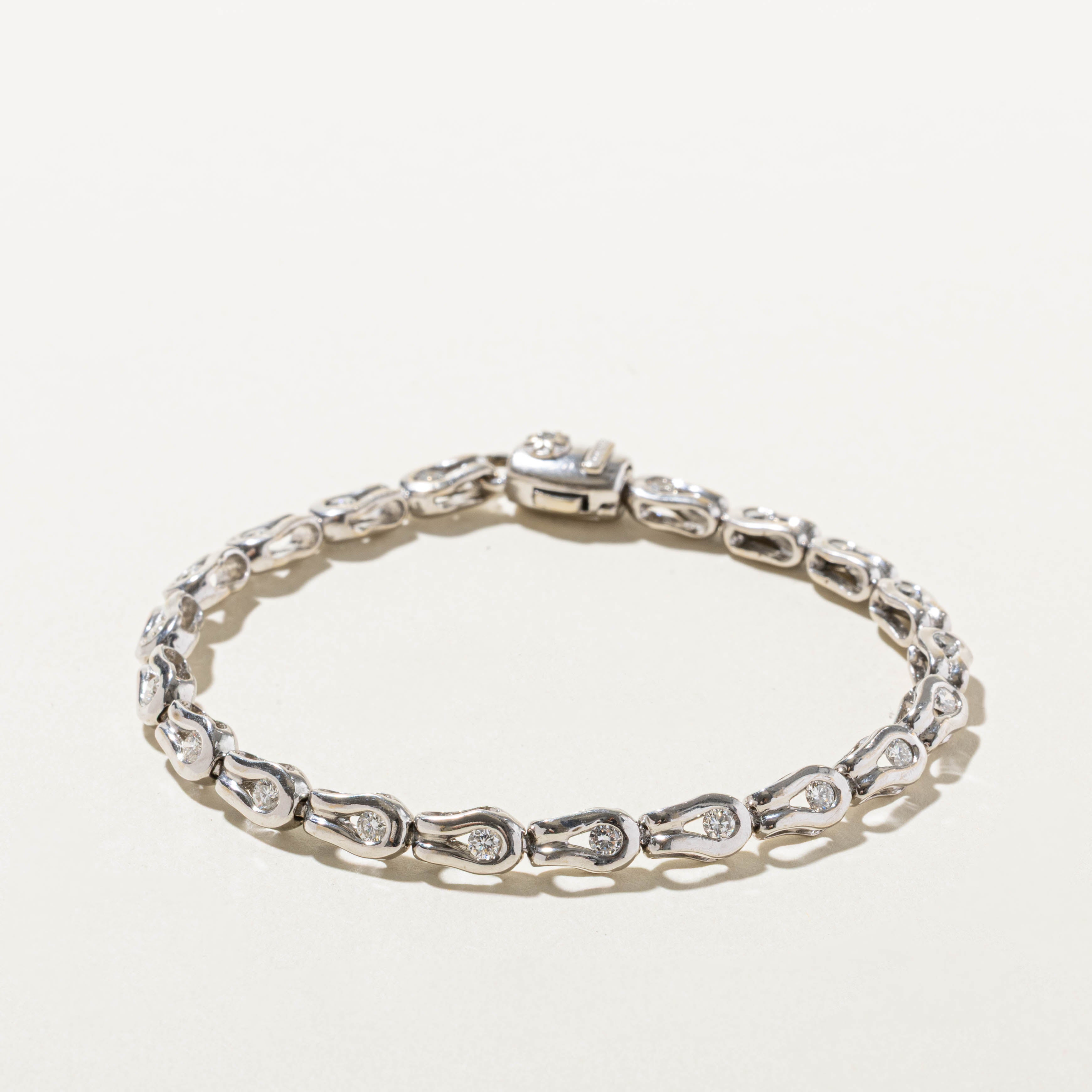 Italian 18k Diamond Horseshoe Segment Bracelet | 0.81ctw | 7.5"