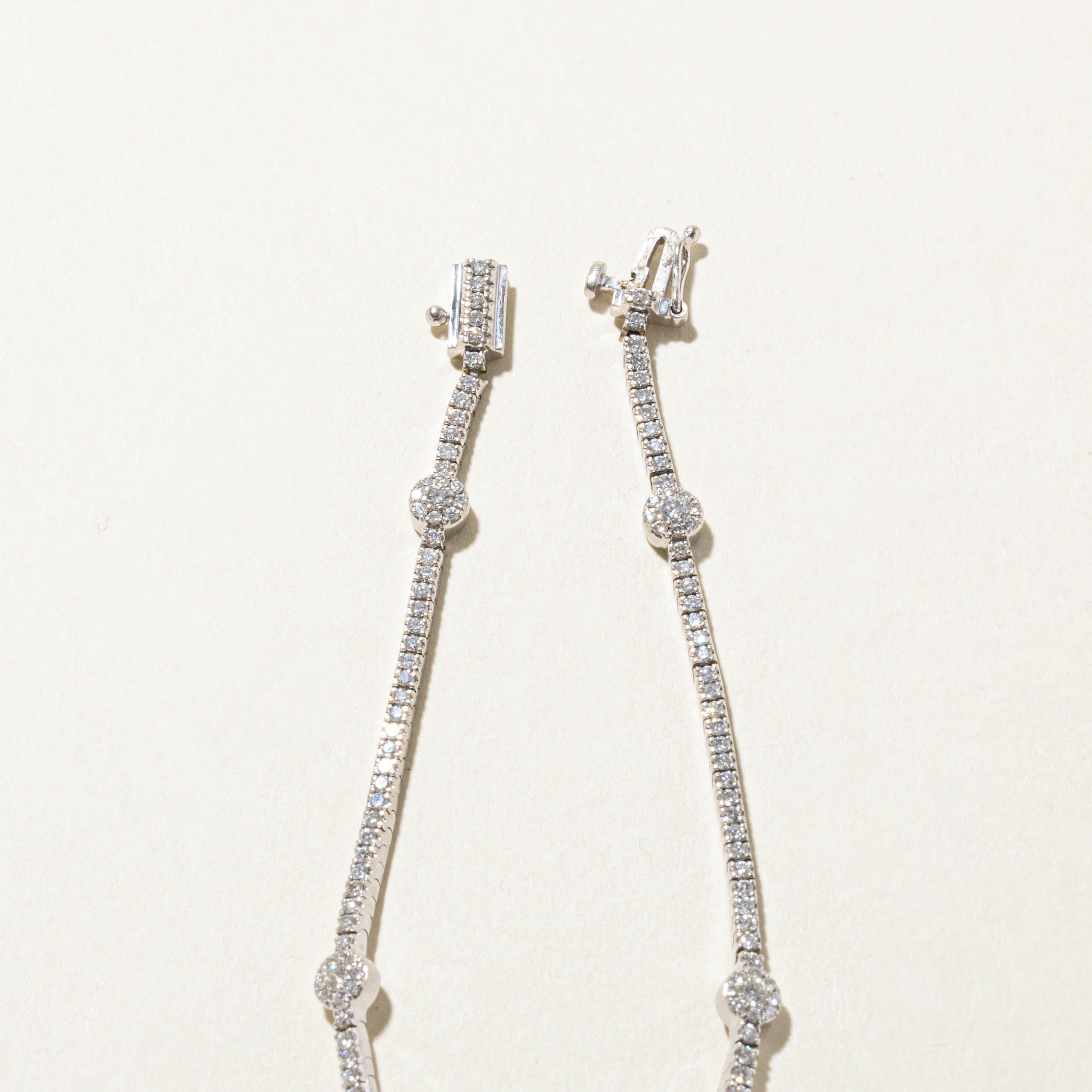 14k Diamond Cluster Satelite Tennis Bracelet | 0.90ctw | 7.5"