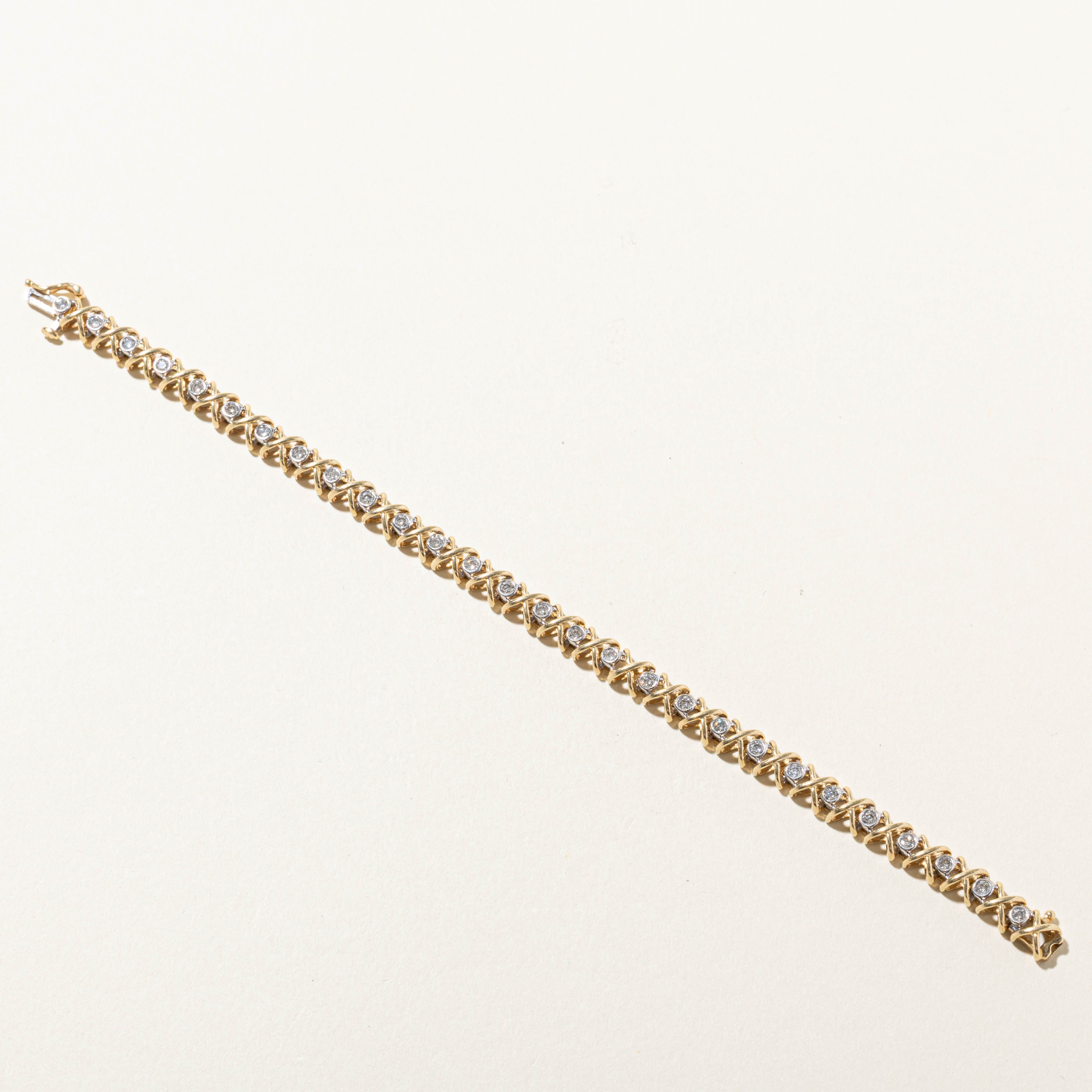10k Bezel Set Diamond “X" Bracelet | 0.70ctw