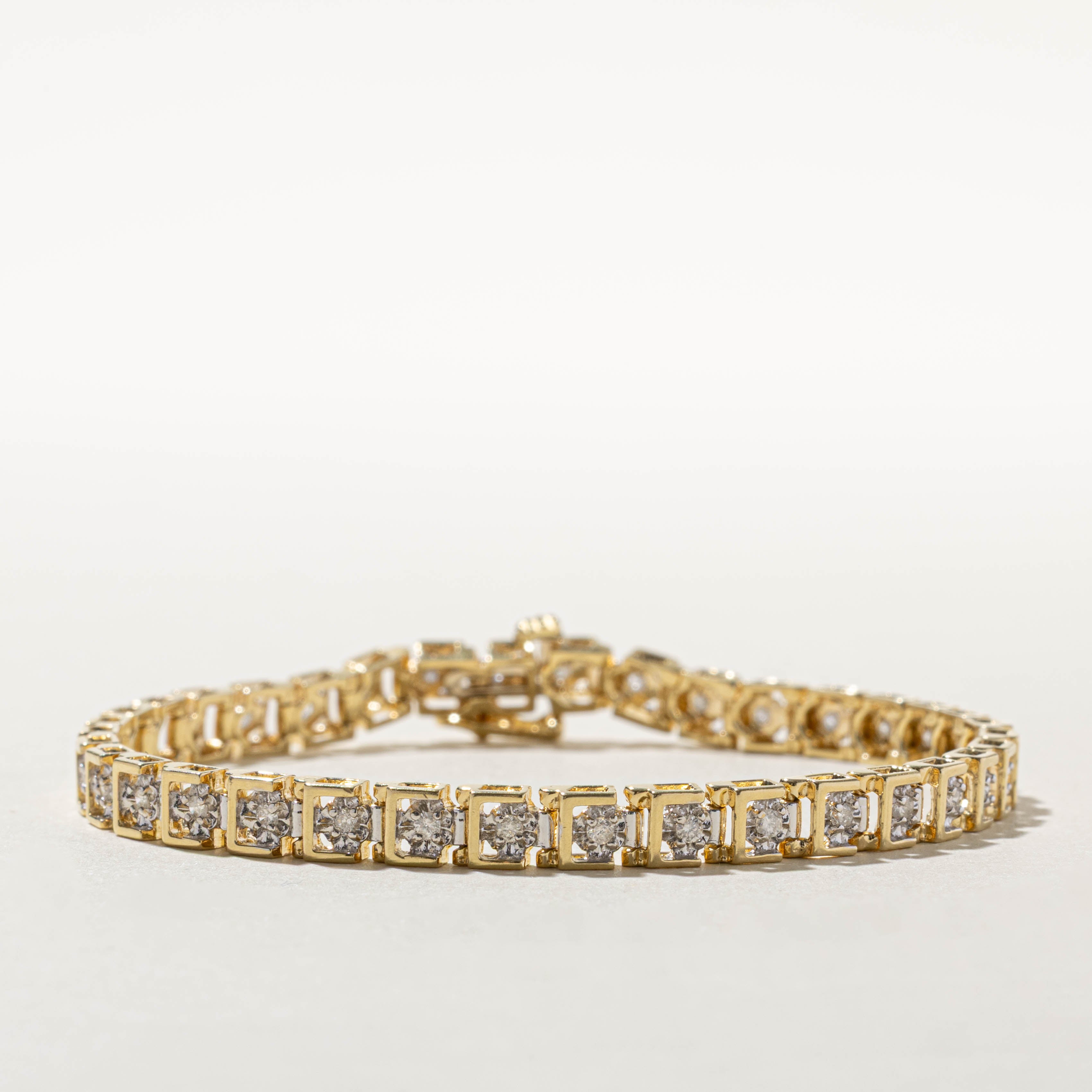 14k Diamond Bracketed Tennis Bracelet | 0.36ctw | 7"