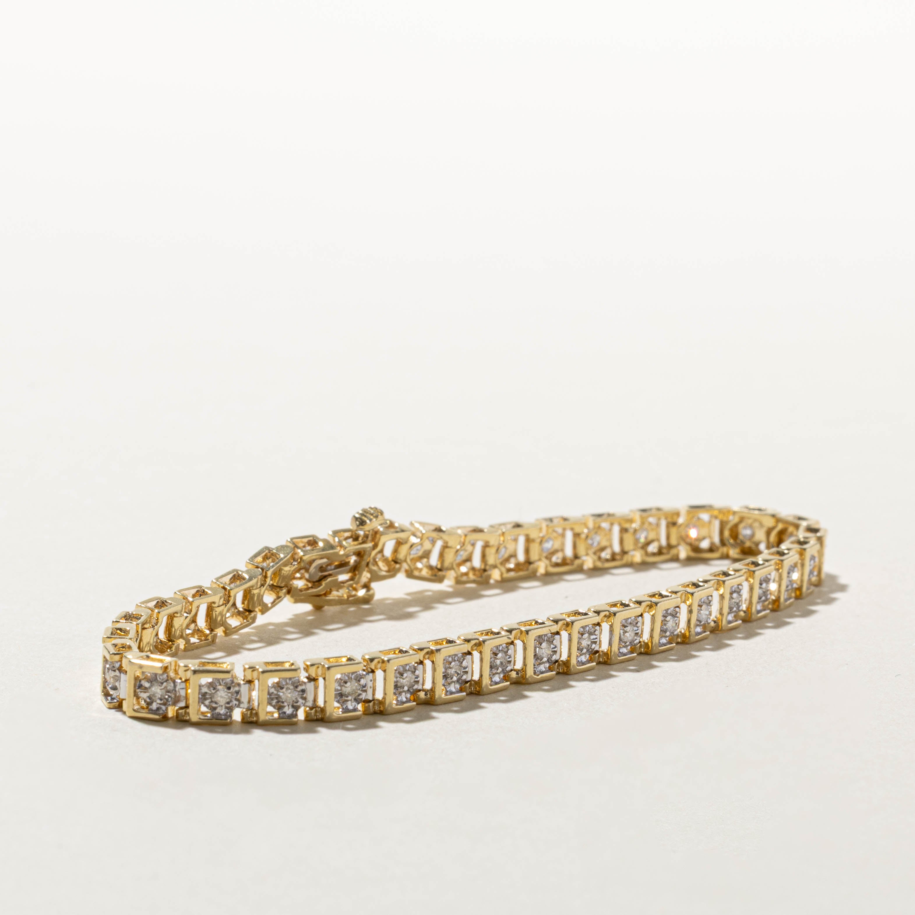 14k Diamond Bracketed Tennis Bracelet | 0.36ctw | 7"