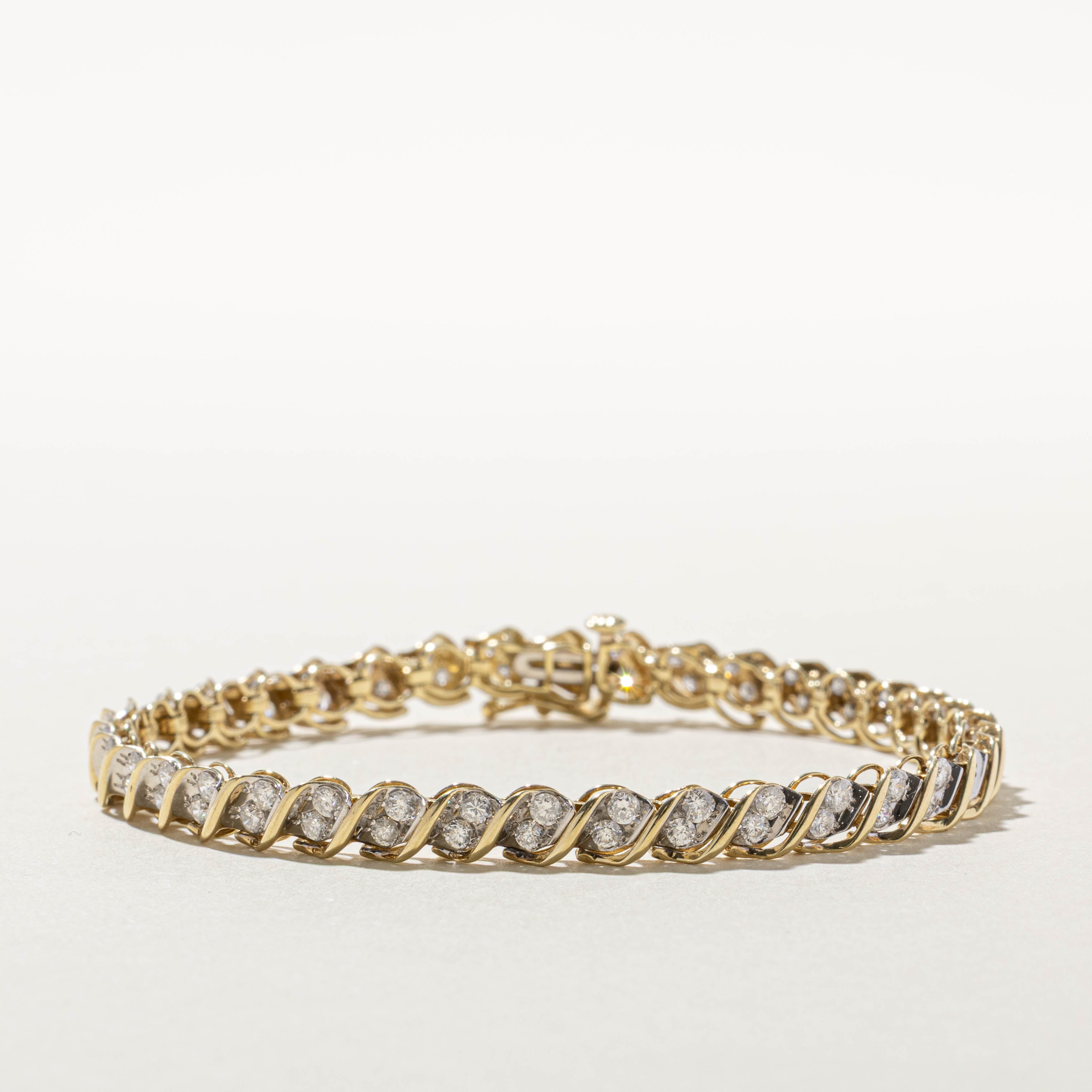 10k Diamond Wavy Tennis Bracelet | 2.00ctw | 7.5"