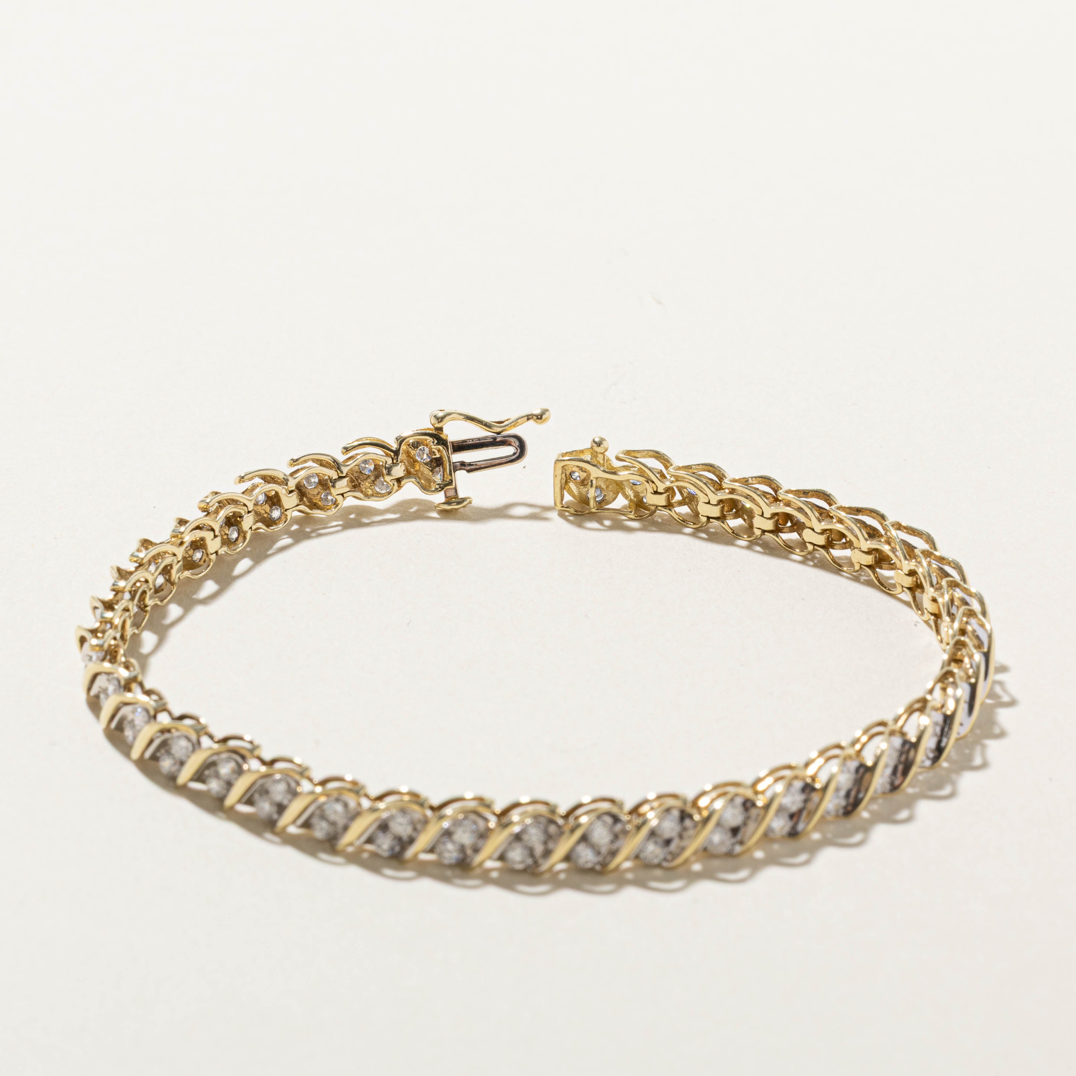 10k Diamond Wavy Tennis Bracelet | 2.00ctw | 7.5"