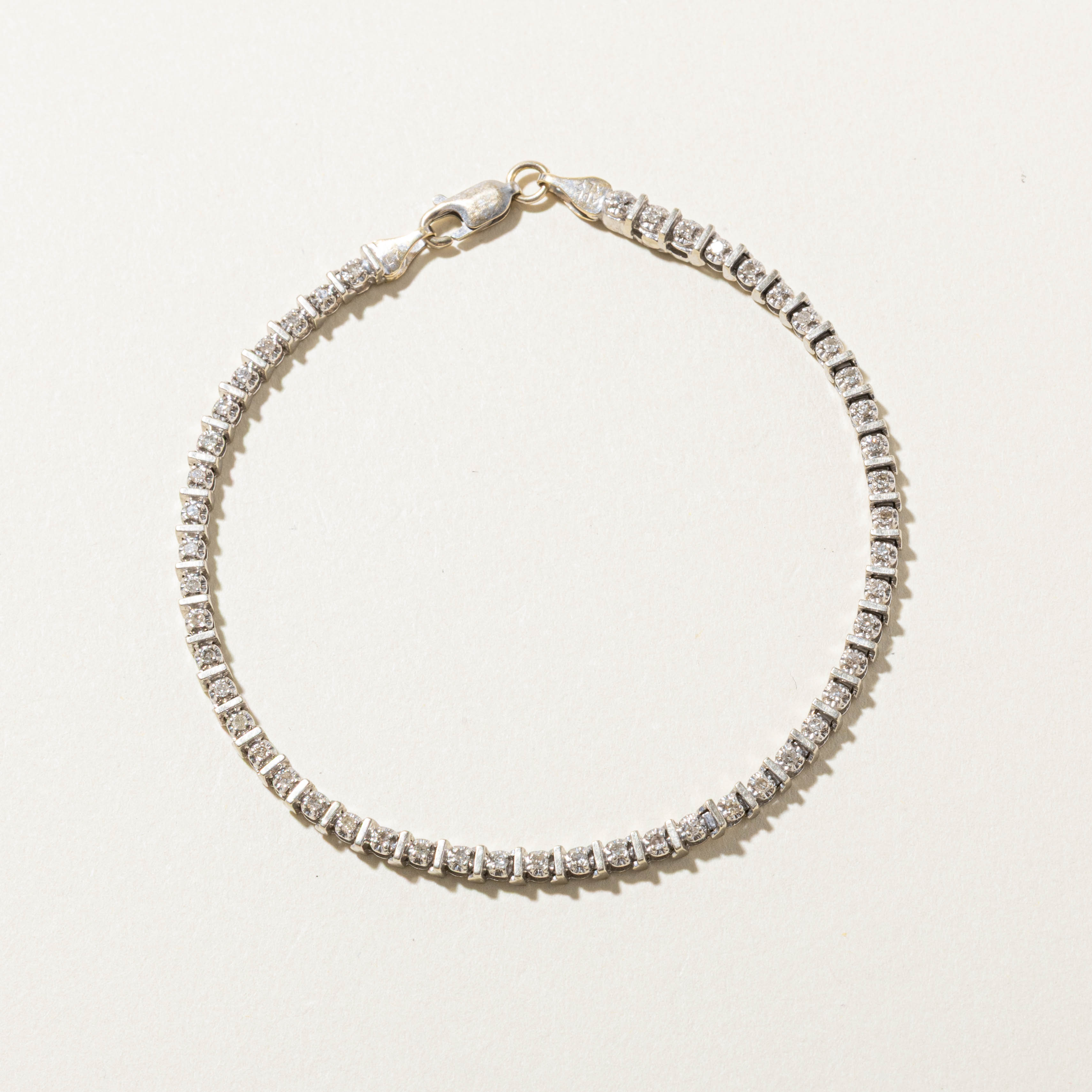 10k White Gold Diamond Tennis Bracelet | 0.15ctw | 8"