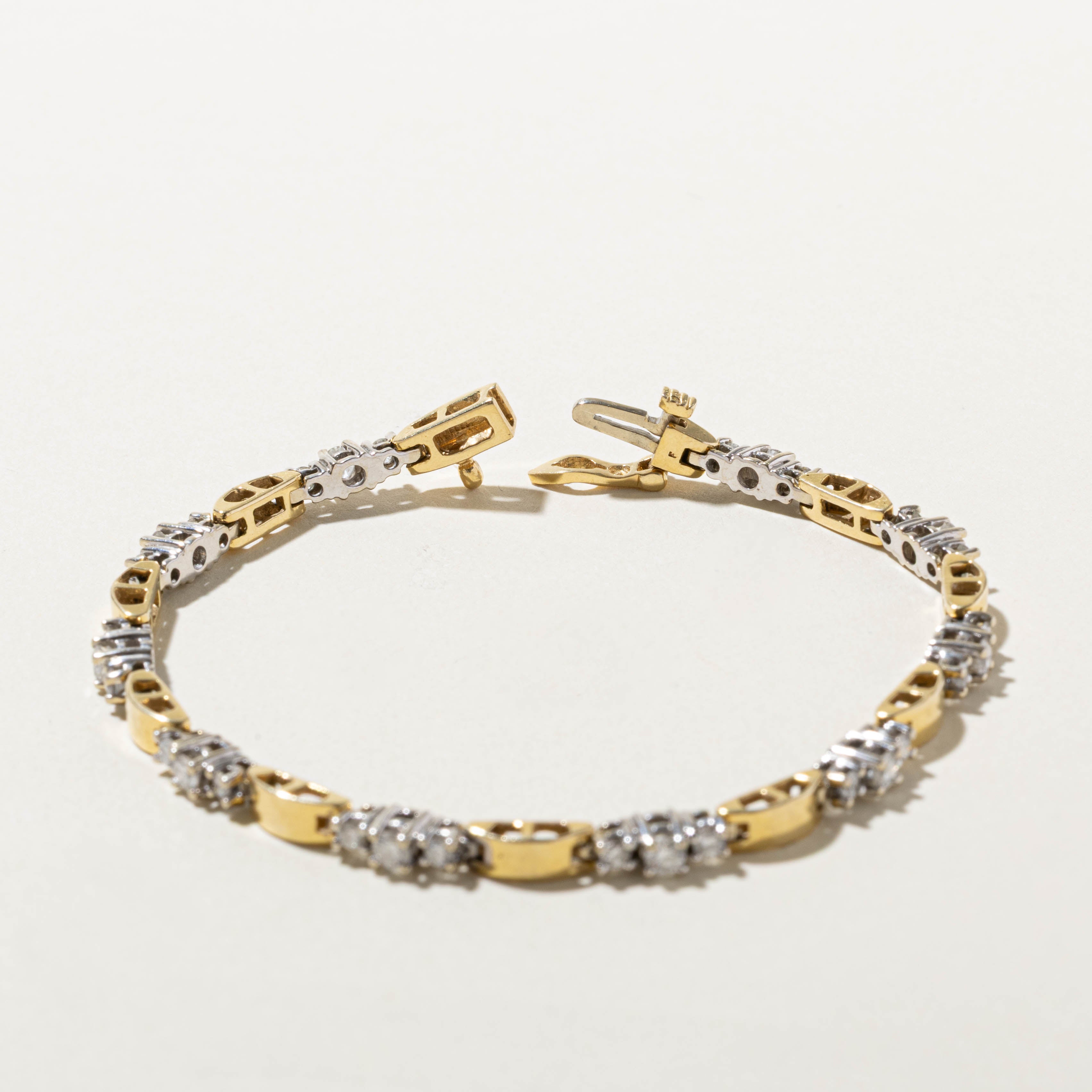 14k Two Tone Diamond Tennis Bracelet | 1.50ctw | 7.5"