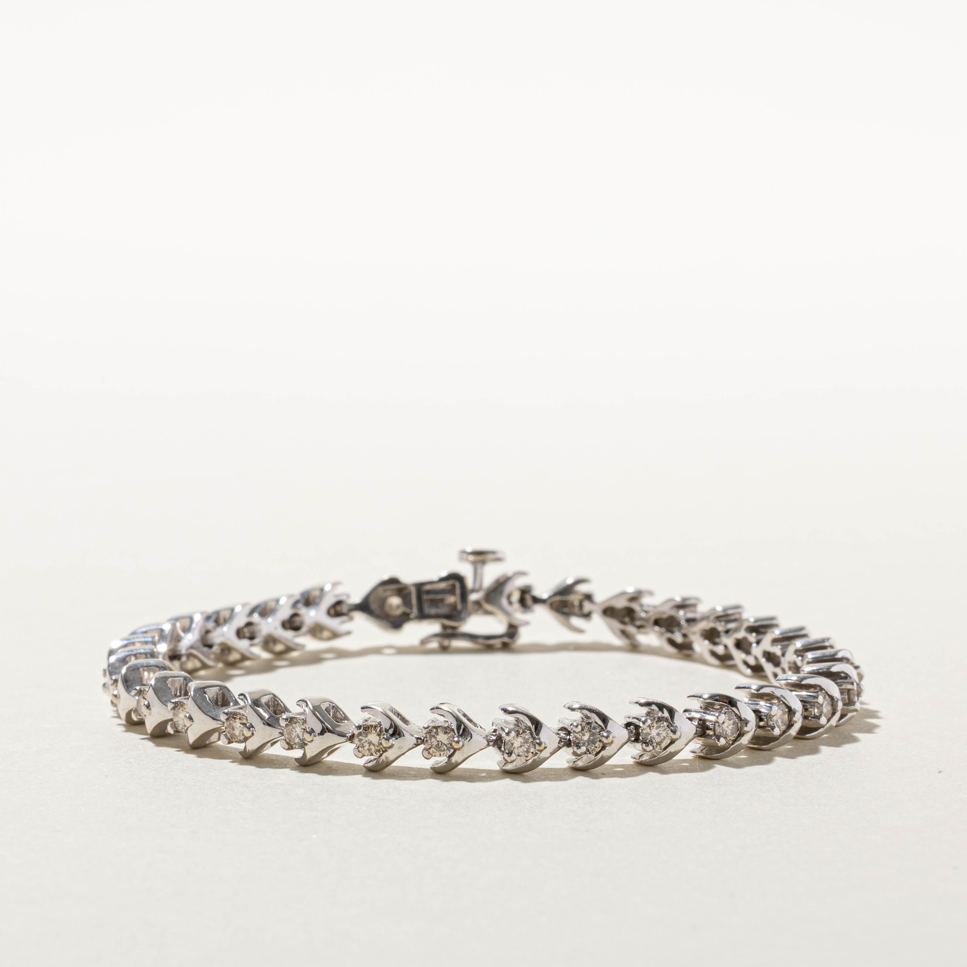 14k Diamond Flower Tennis Bracelet | 1.92ctw | 7"