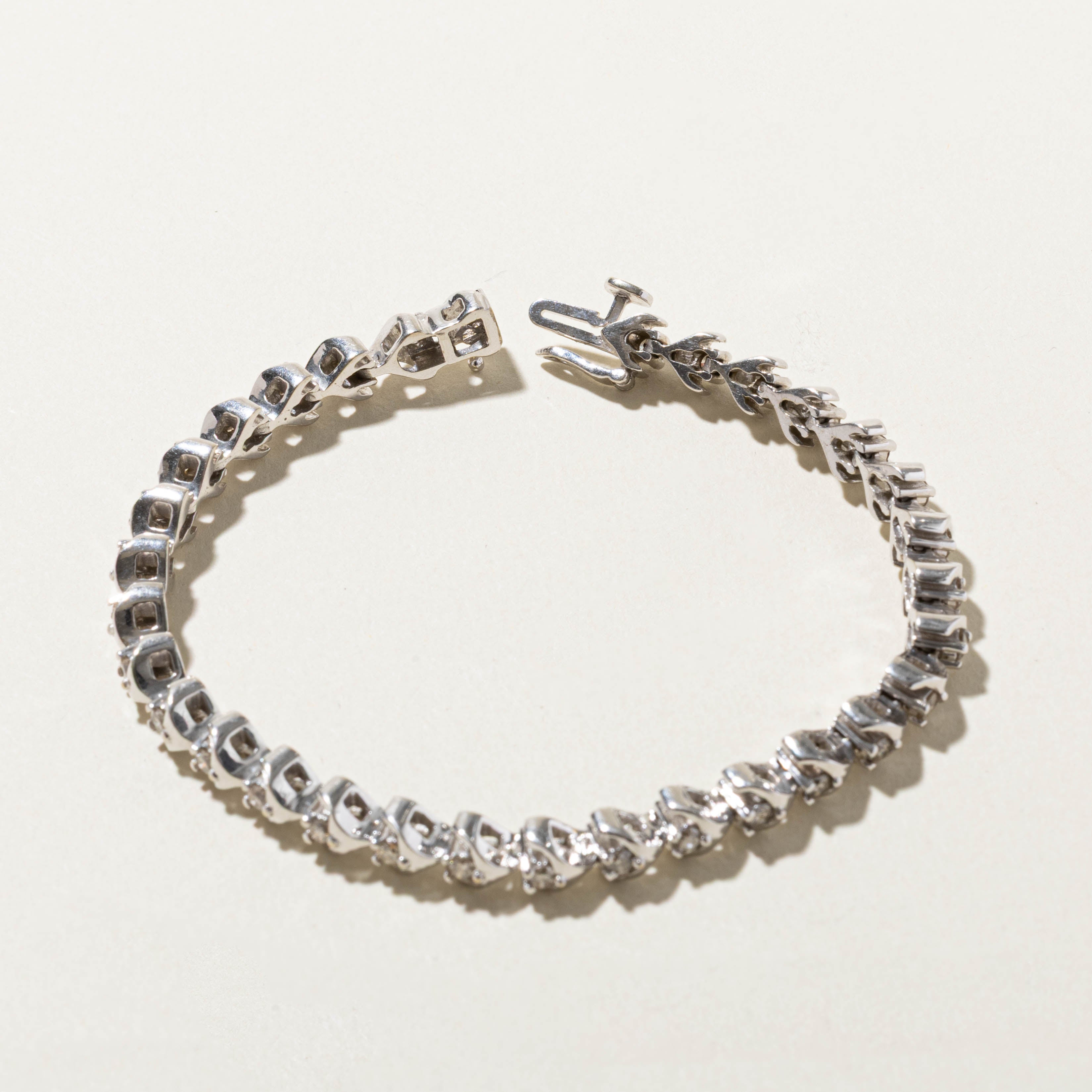 14k Diamond Flower Tennis Bracelet | 1.92ctw | 7"