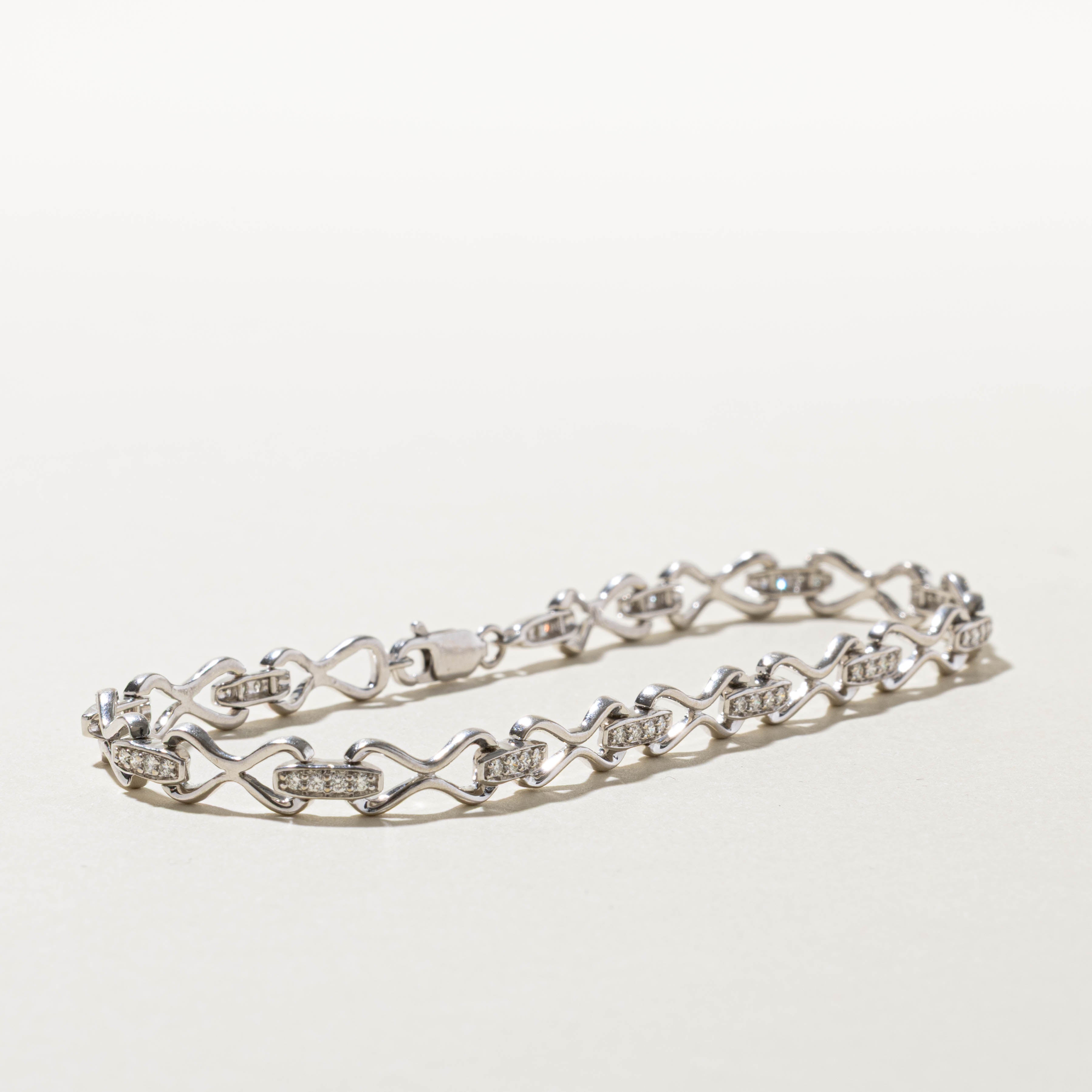 14k Diamond Bent Paperclip Bracelet | 0.36ctw | 8"