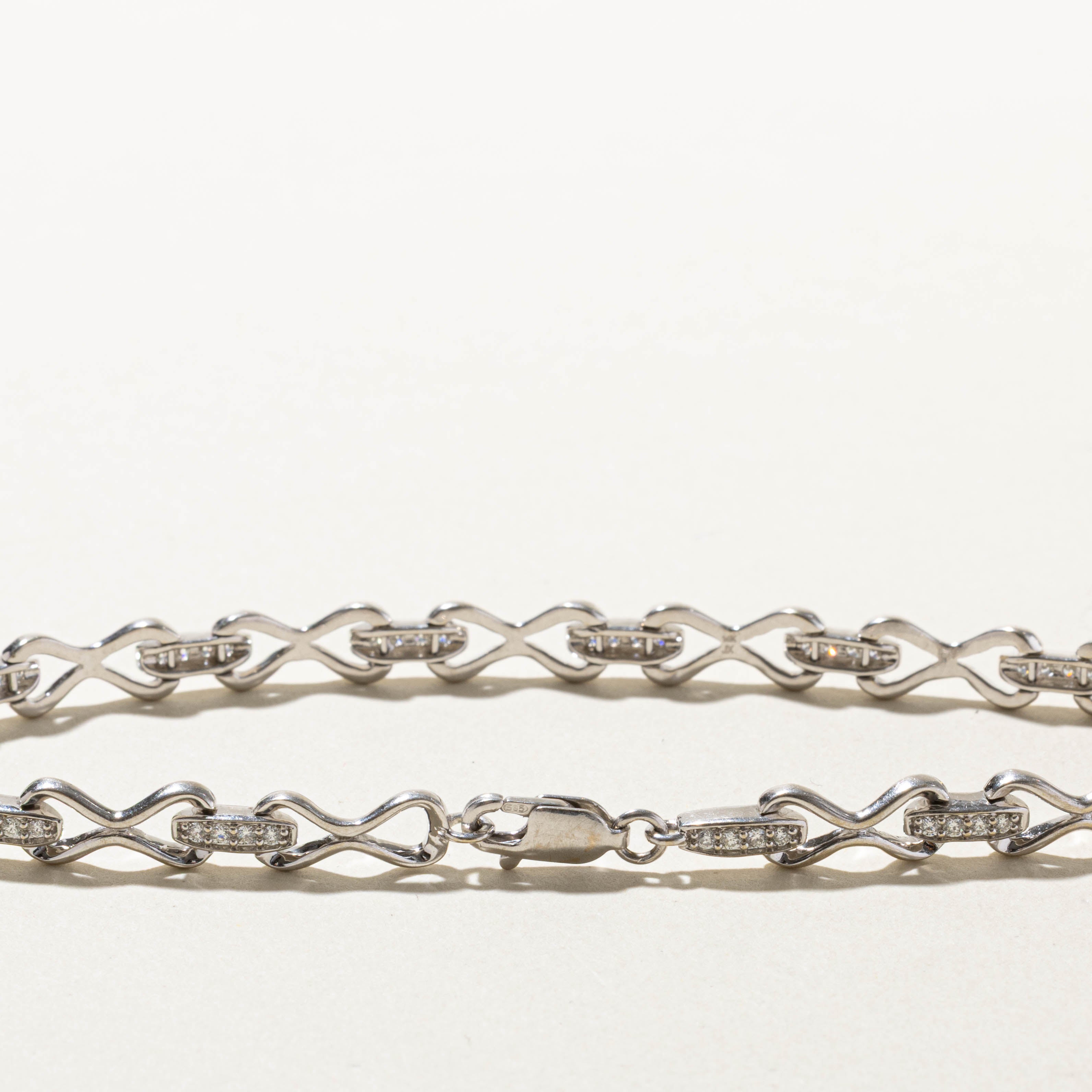 14k Diamond Bent Paperclip Bracelet | 0.36ctw | 8"