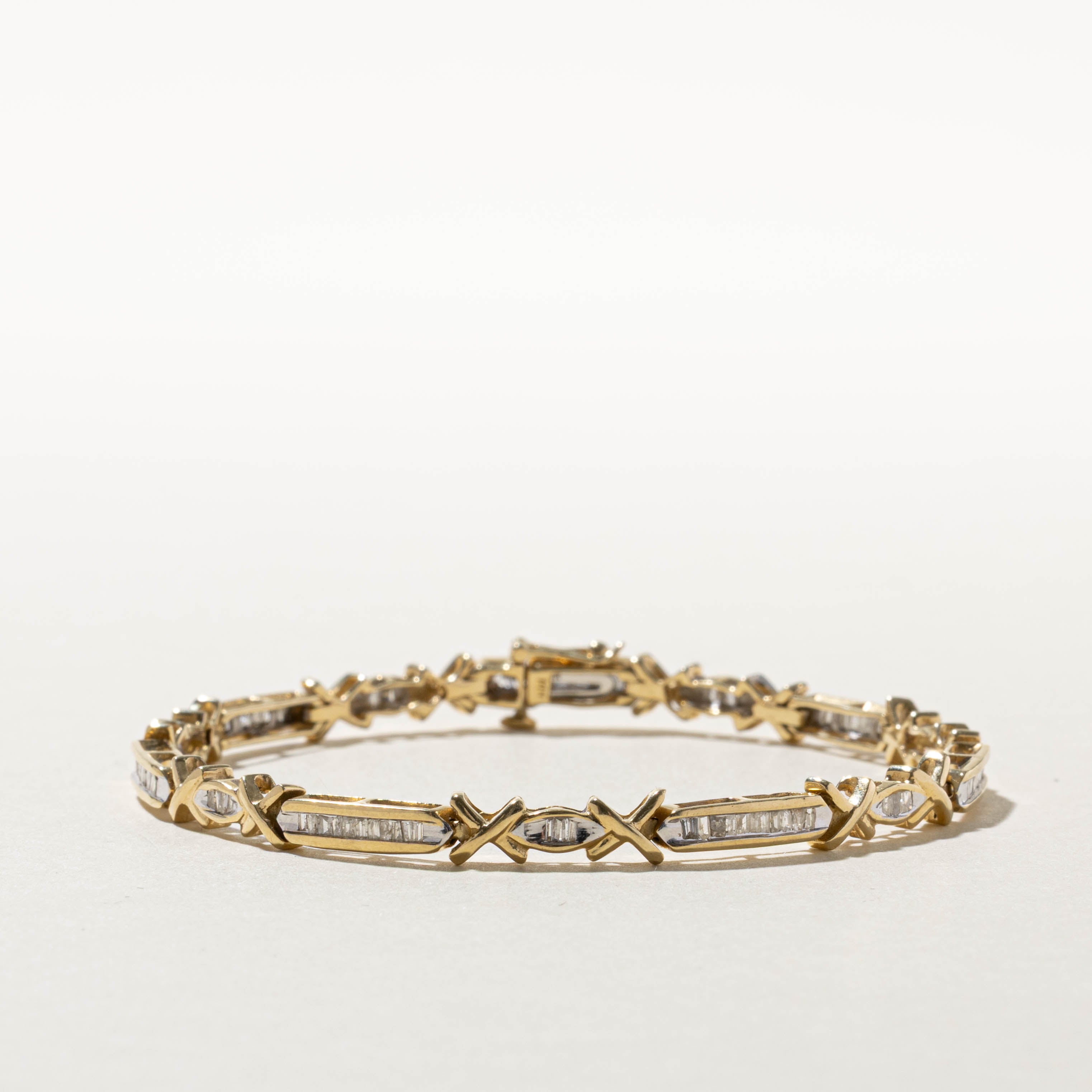 14k Channel Set Diamond “X" Tennis Bracelet | 0.49ctw | 7.5"