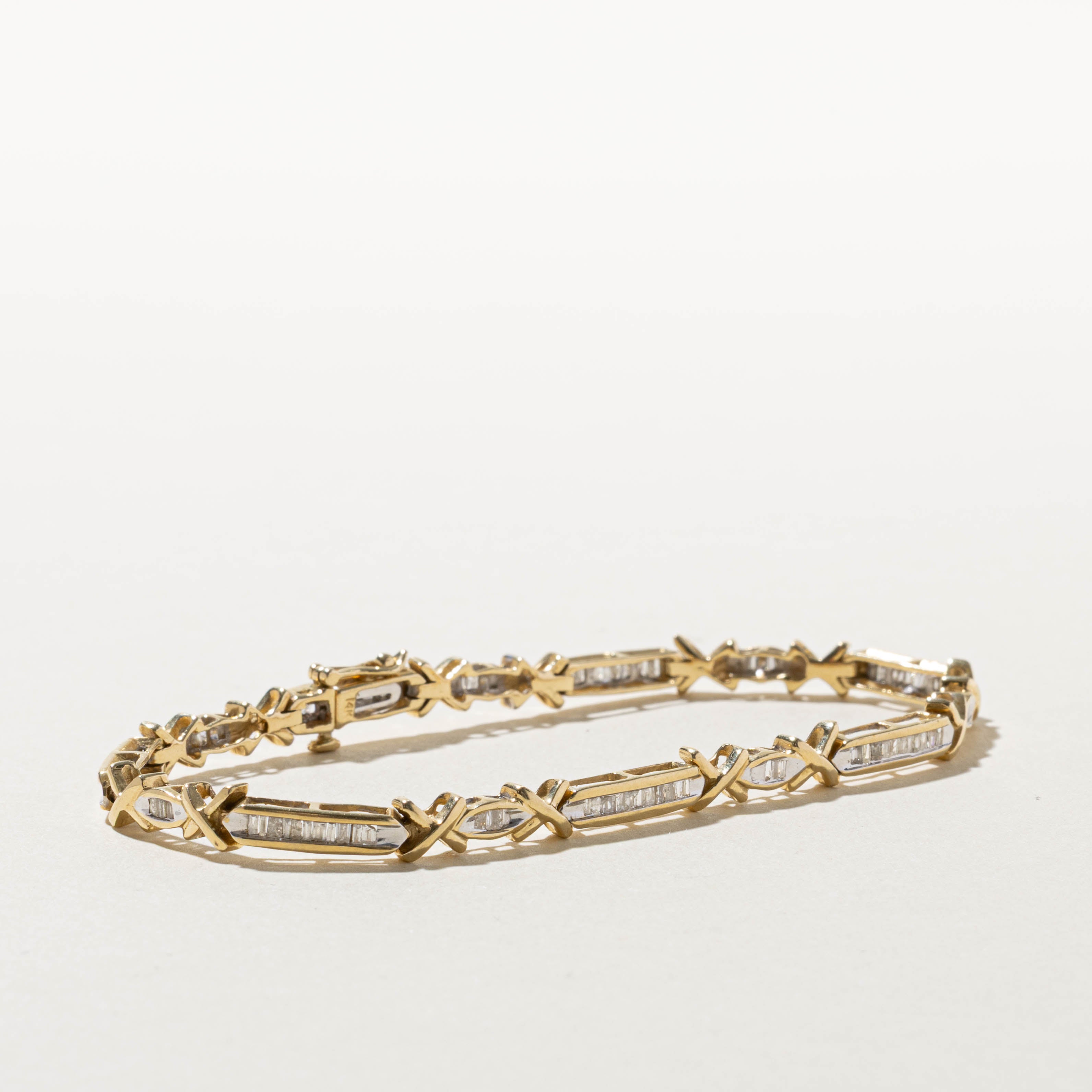 14k Channel Set Diamond “X" Tennis Bracelet | 0.49ctw | 7.5"