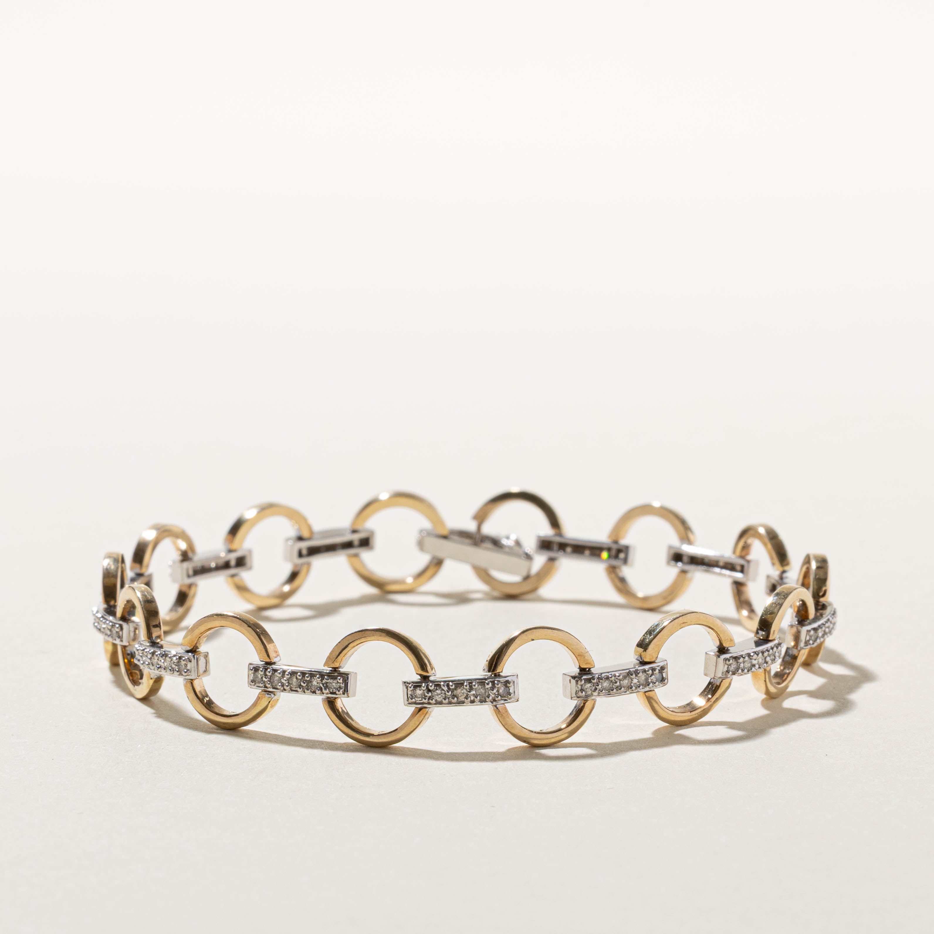 9k Two-Tone Diamond Circle Bracelet | 0.32ctw | 8"