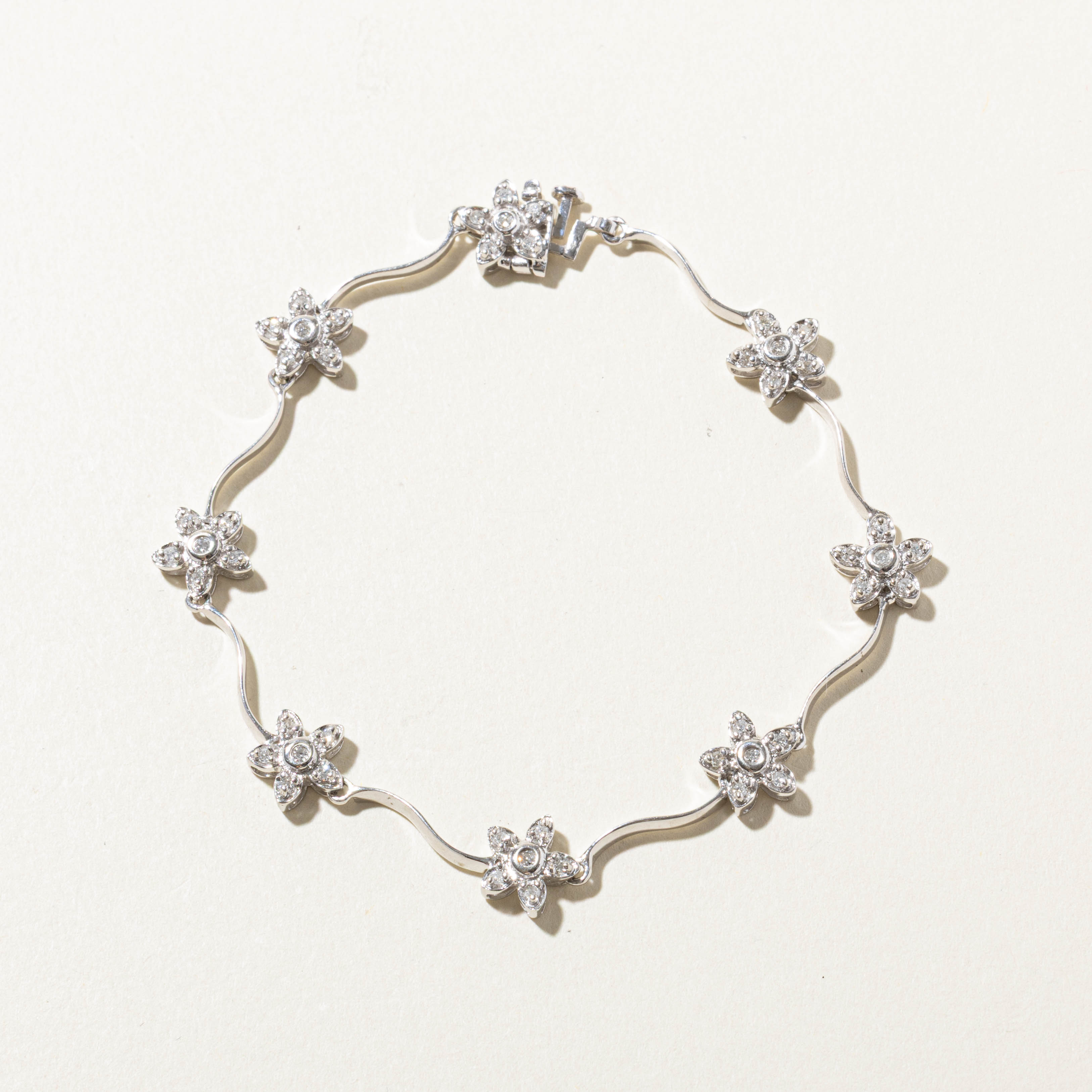 14k Diamond Flower Cluster Bracelet | 0.24ctw | 7.5"