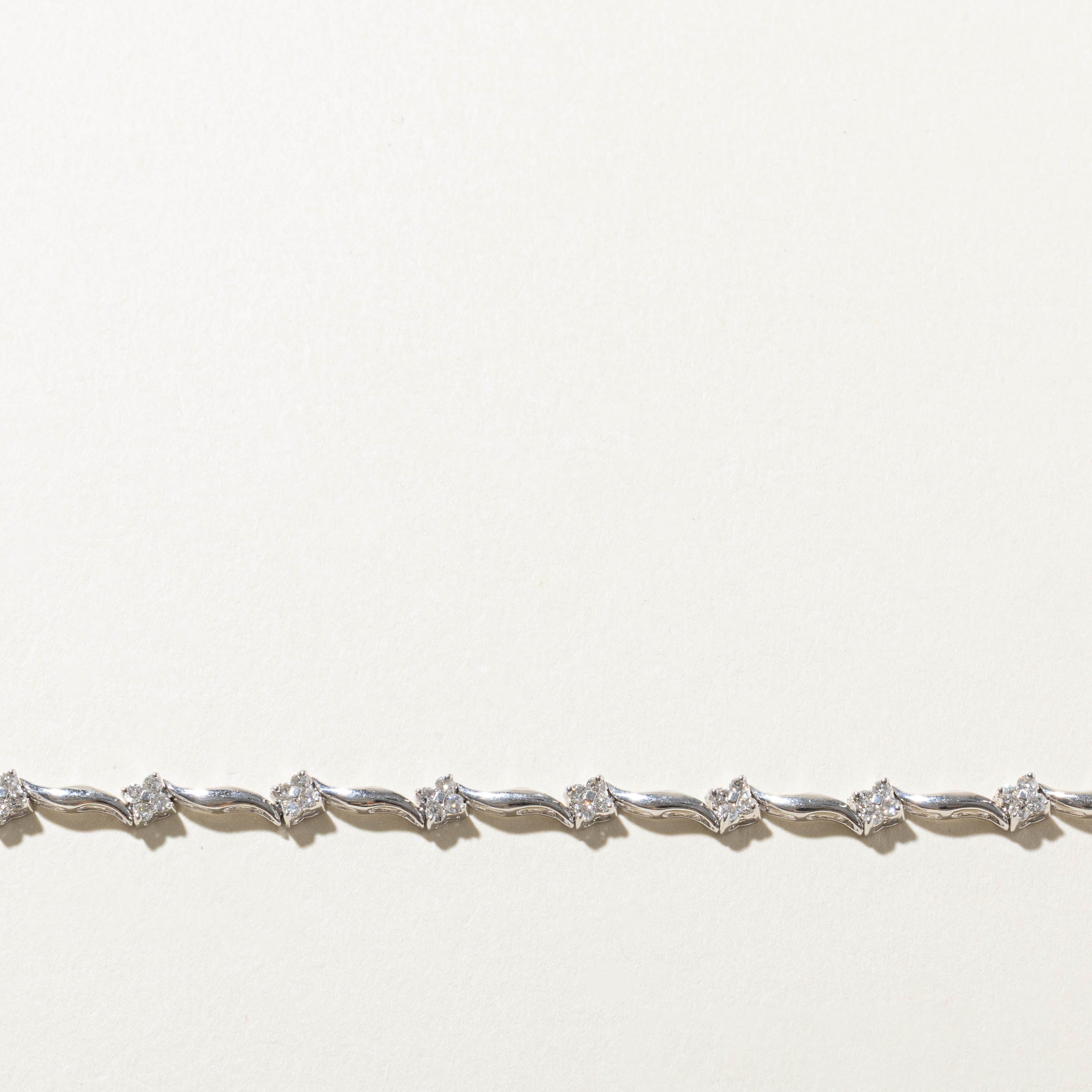 14k Diamond Cluster Wave Bracelet | 0.90ctw | 7"