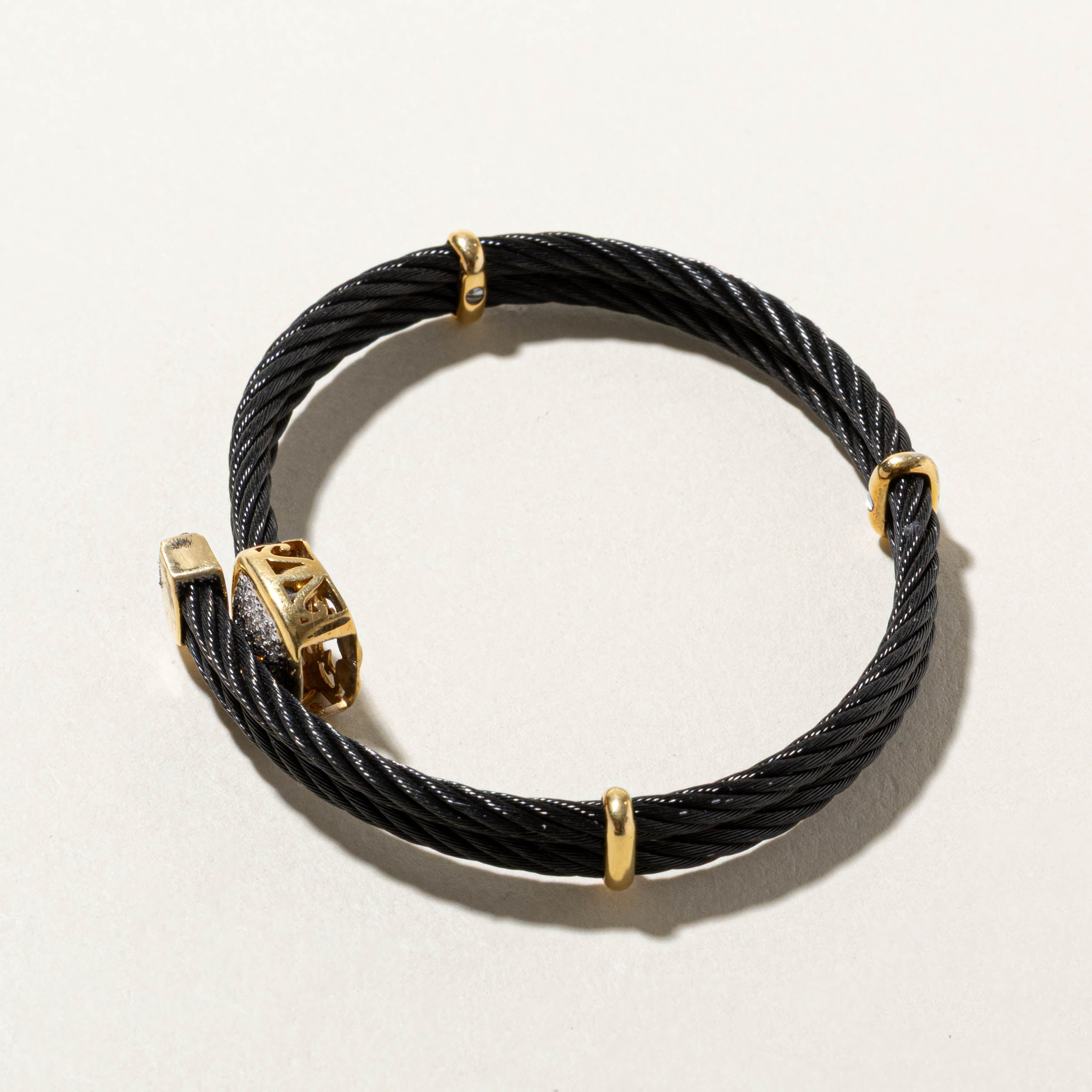 18k Diamond Cluster Black Cable Bracelet | 0.08ctw