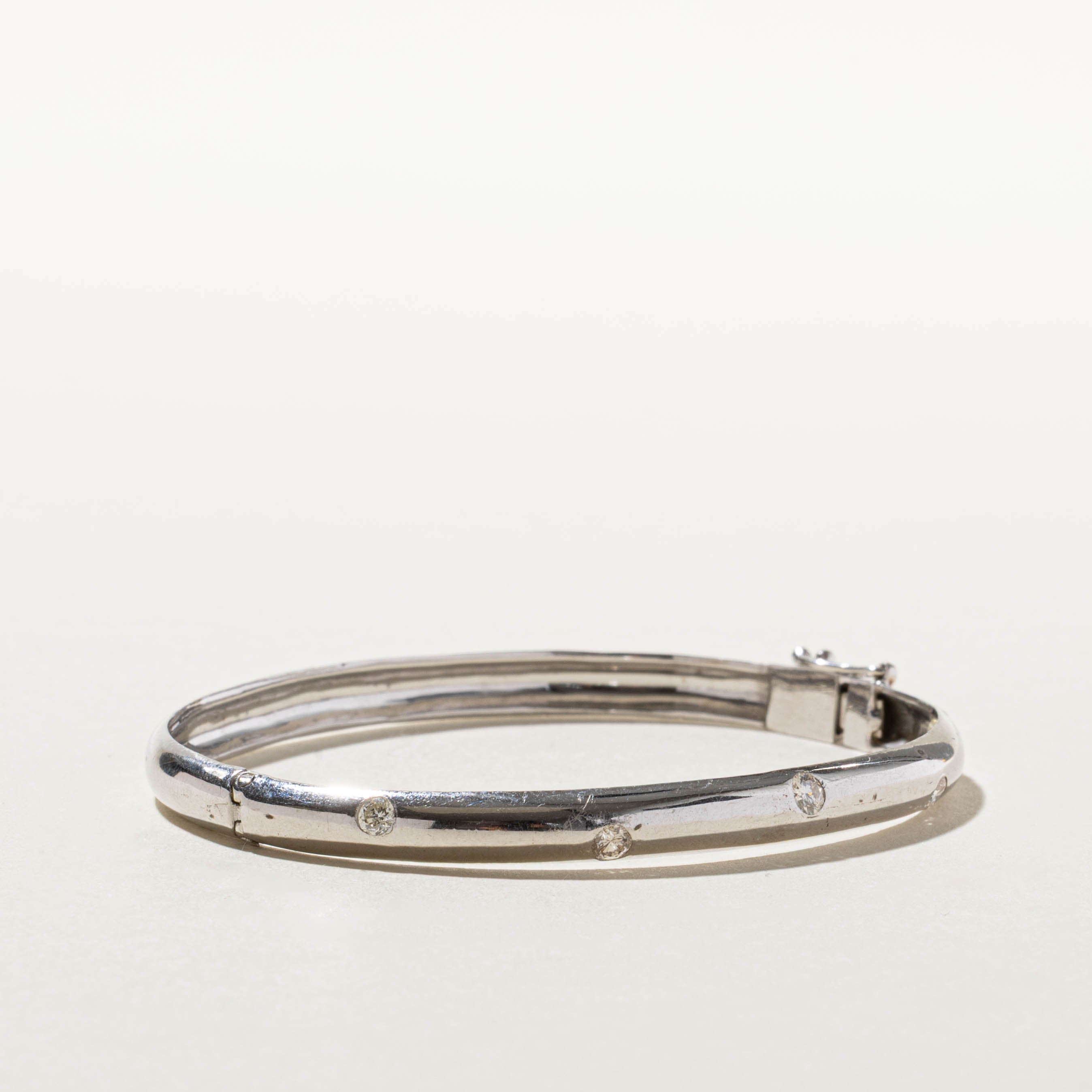 14k Flush Set Scattered Diamond Bangle | 0.40ctw | 7"