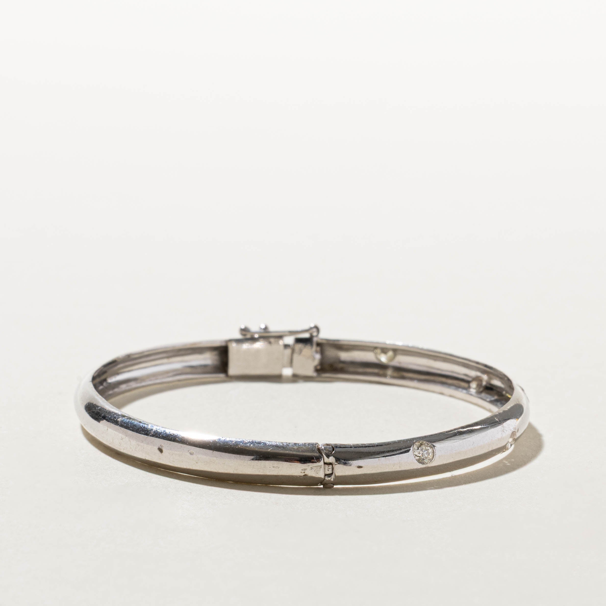 14k Flush Set Scattered Diamond Bangle | 0.40ctw | 7"