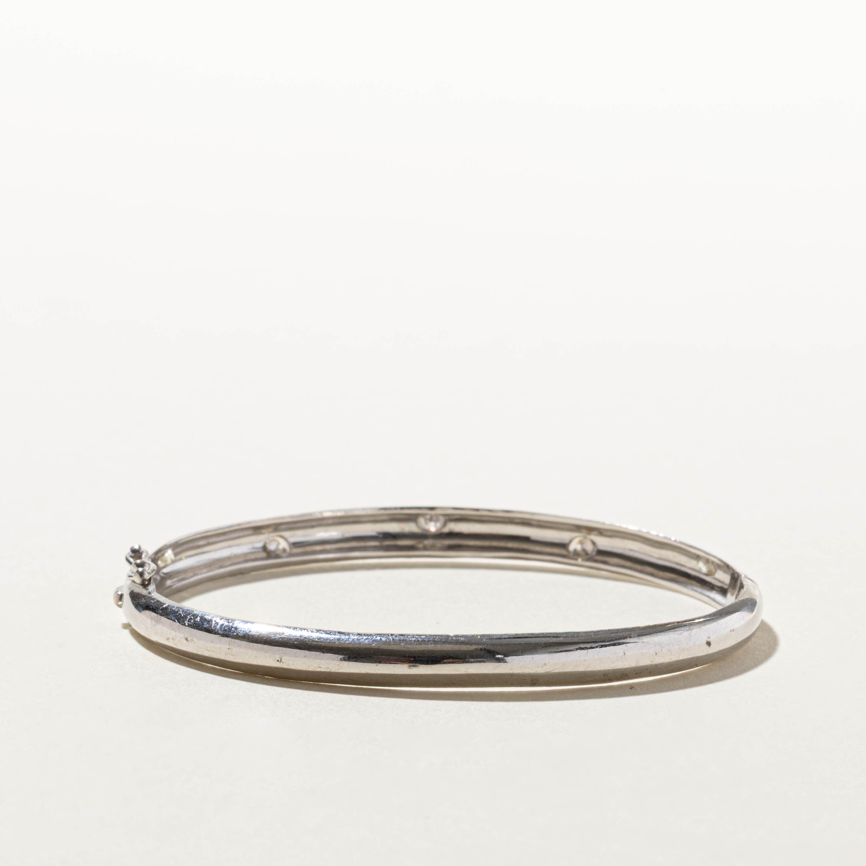 14k Flush Set Scattered Diamond Bangle | 0.40ctw | 7"