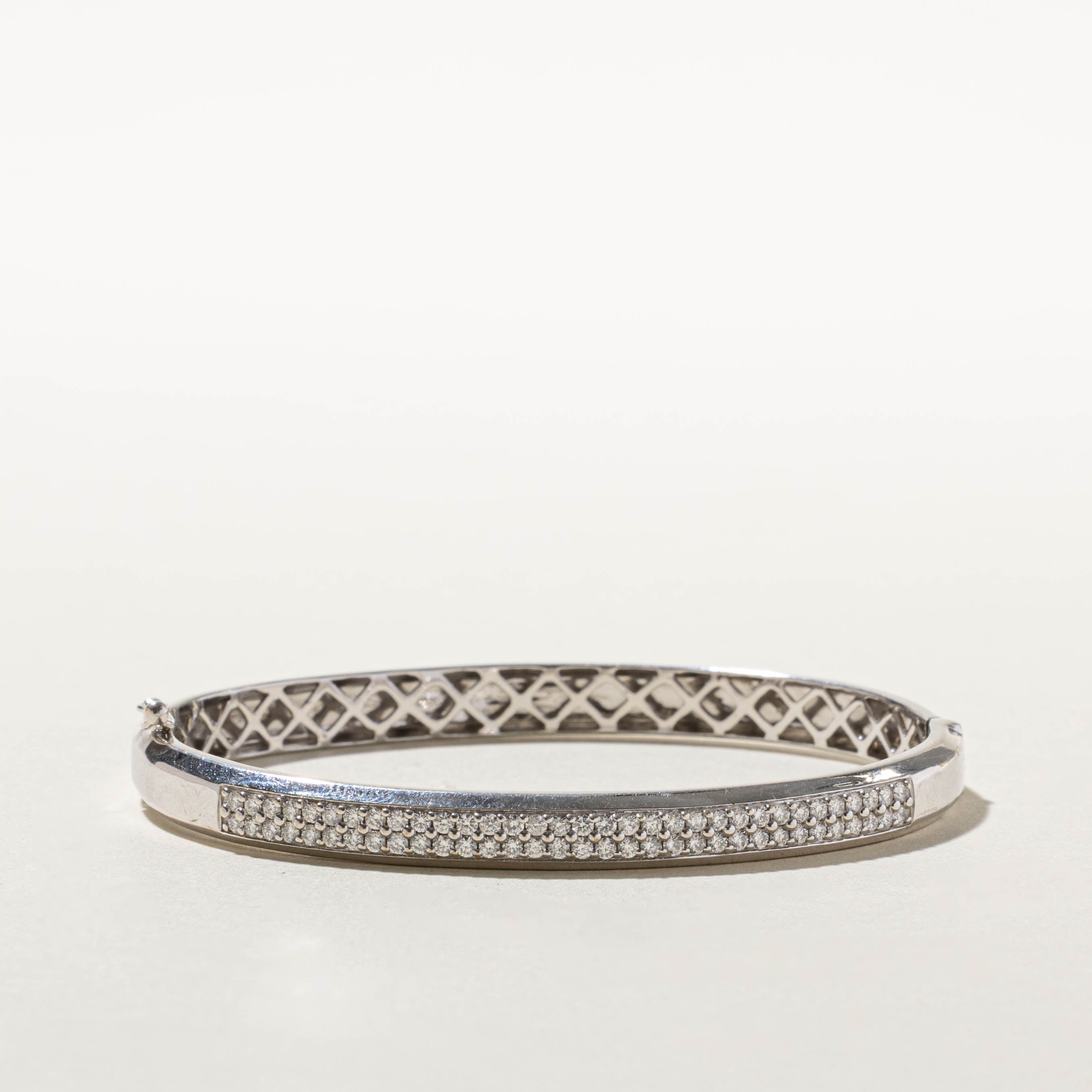 10k Pave Set Diamond Bangle | 0.66ctw | 7"