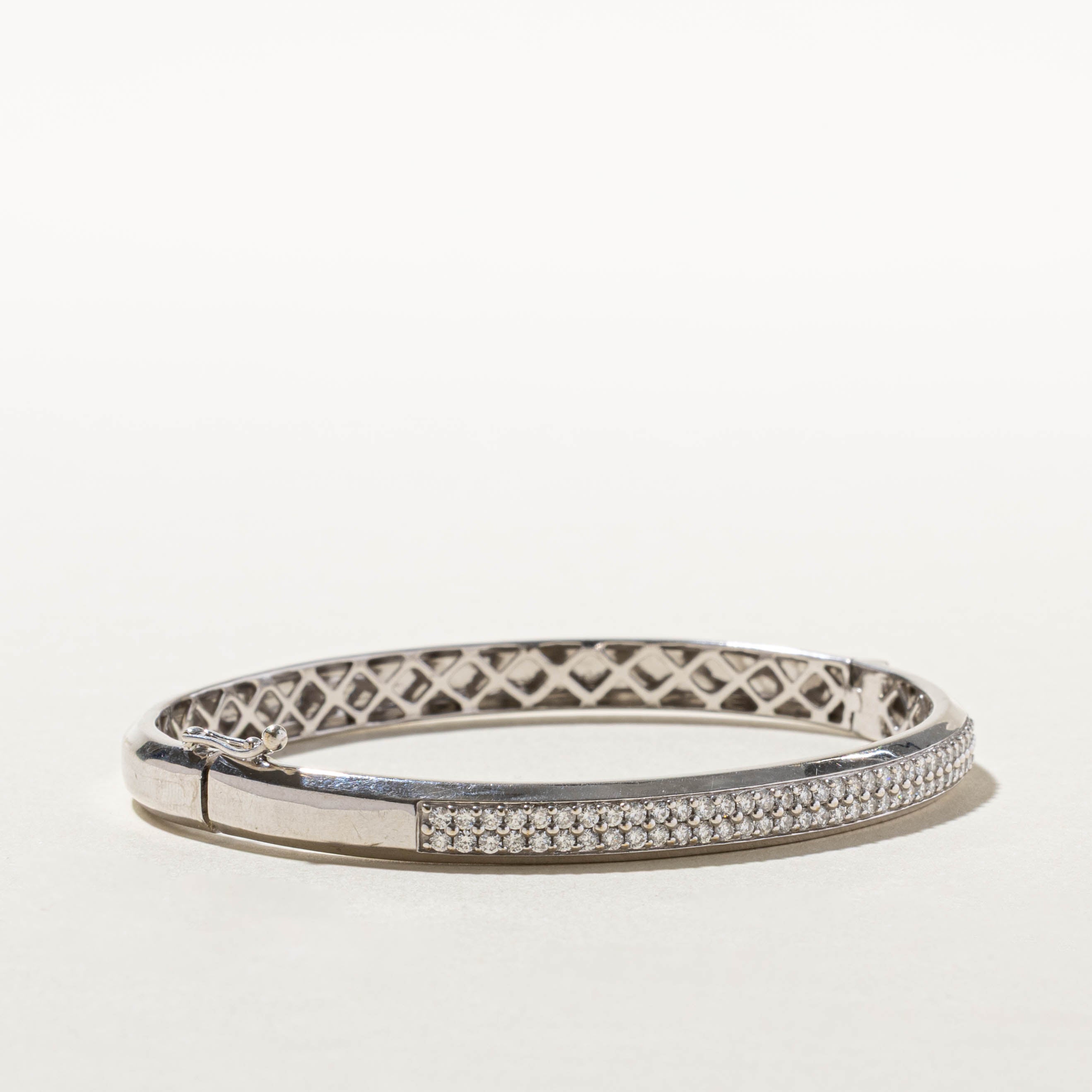 10k Pave Set Diamond Bangle | 0.66ctw | 7"