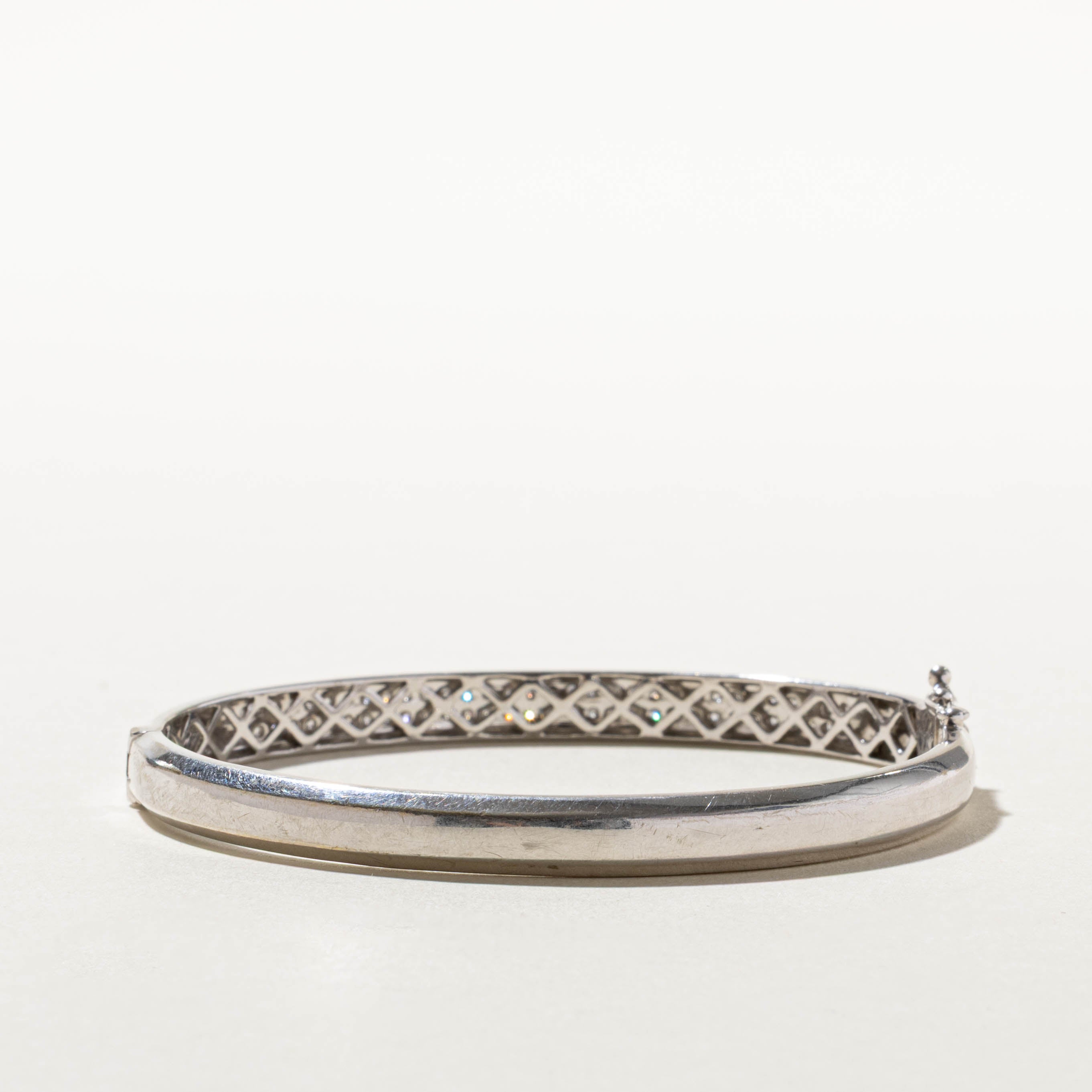10k Pave Set Diamond Bangle | 0.66ctw | 7"