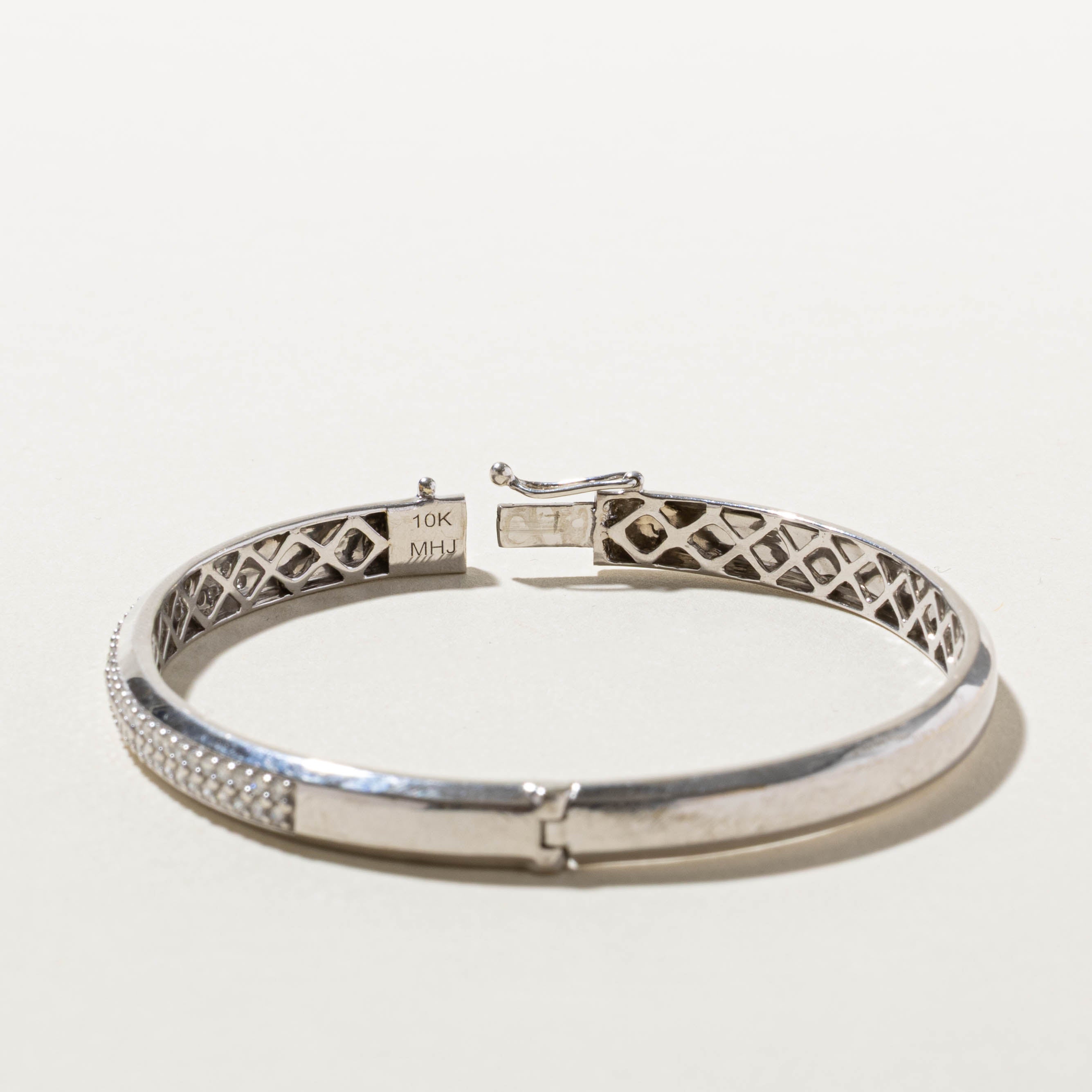 10k Pave Set Diamond Bangle | 0.66ctw | 7"