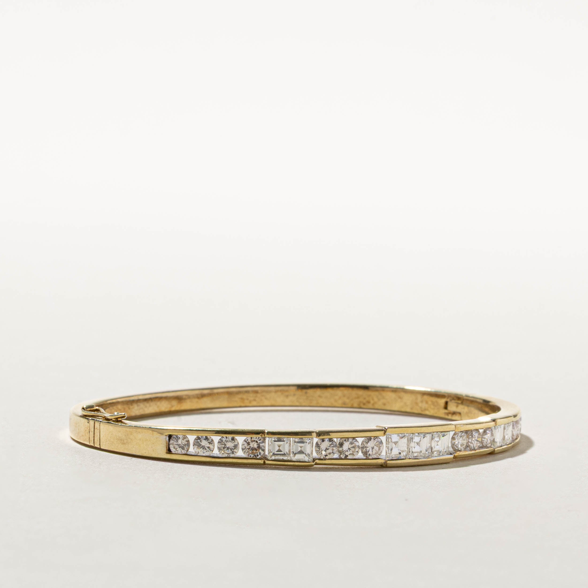 18k Tension Set Diamond Bangle | 1.85ctw | 6.5"