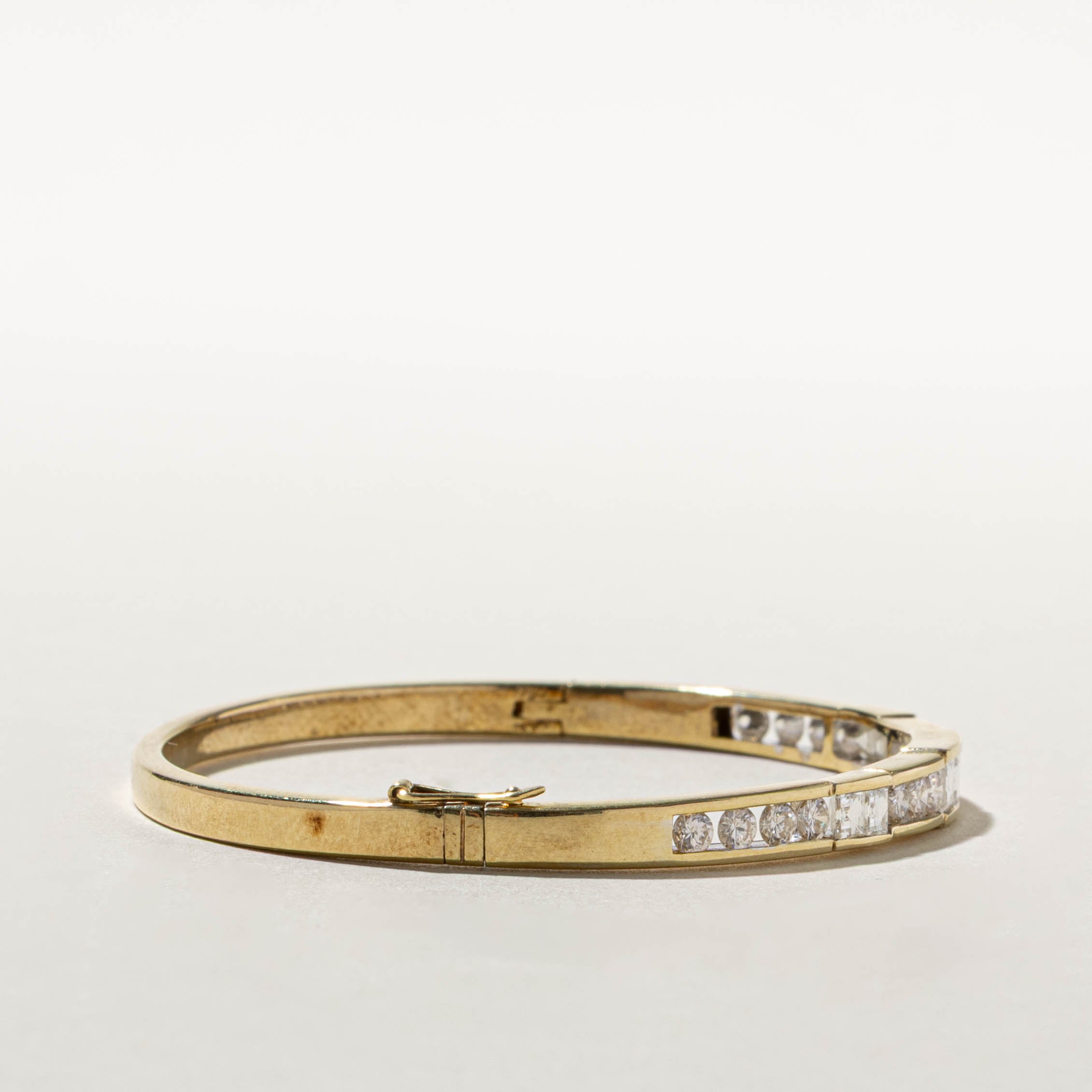 18k Tension Set Diamond Bangle | 1.85ctw | 6.5"