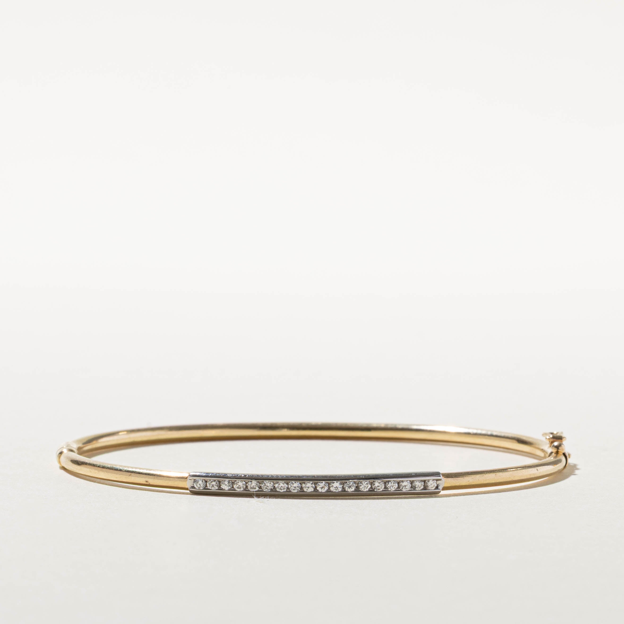 10k Two Tone Channel Set Diamond Bangle | 0.18ctw | 7.5"