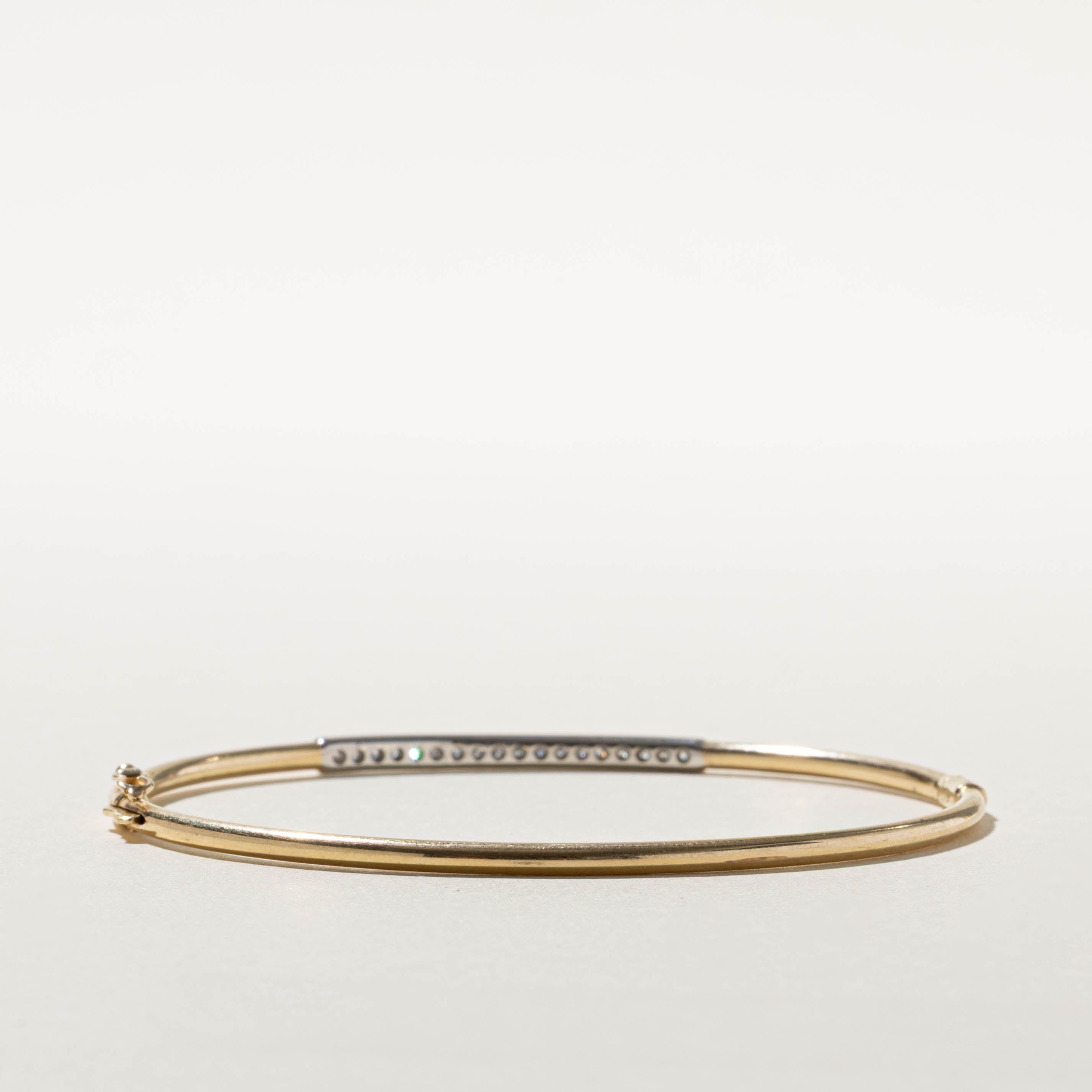 10k Two Tone Channel Set Diamond Bangle | 0.18ctw | 7.5"