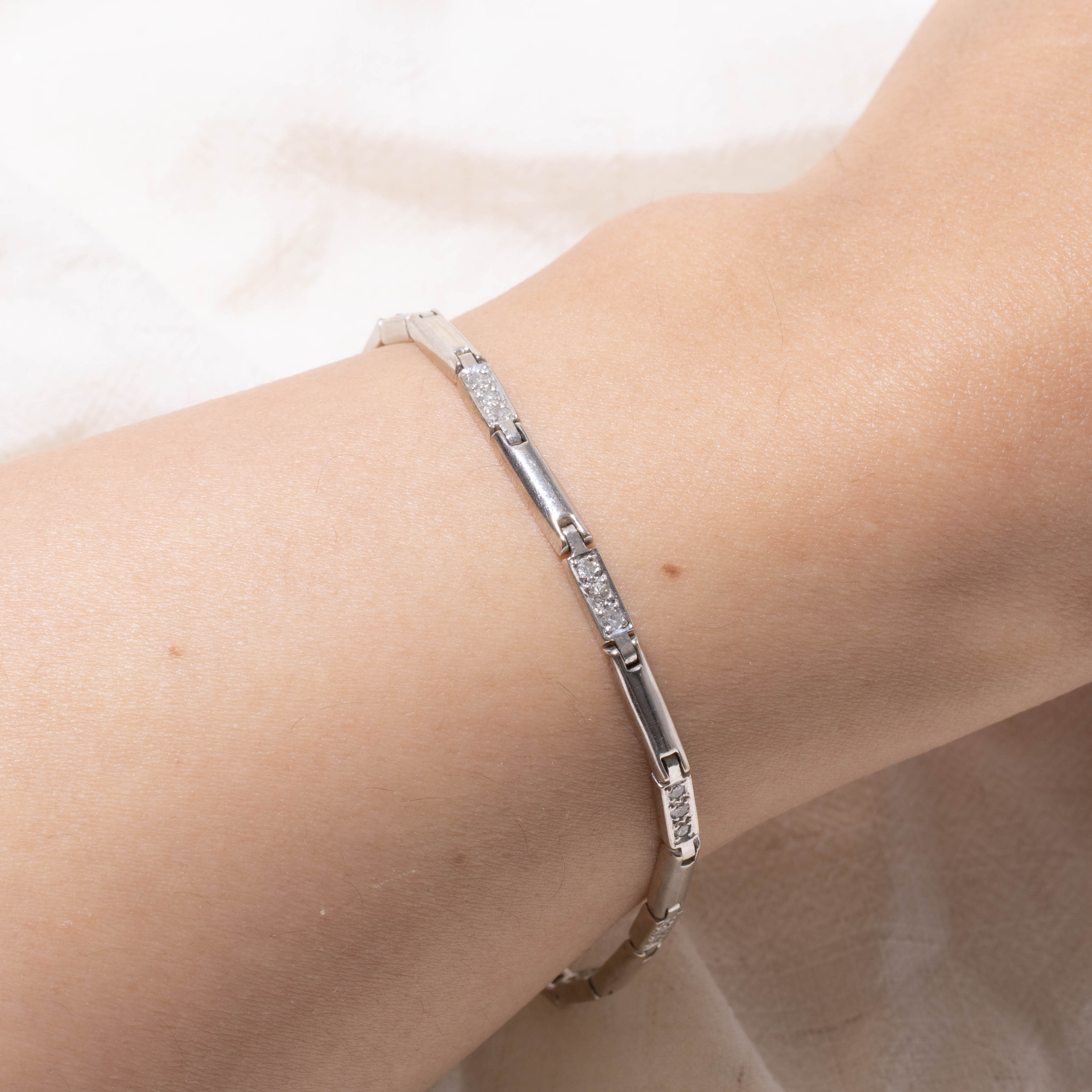18k Three Stone Channel Set Diamond Bracelet | 0.36ctw | 7.5"