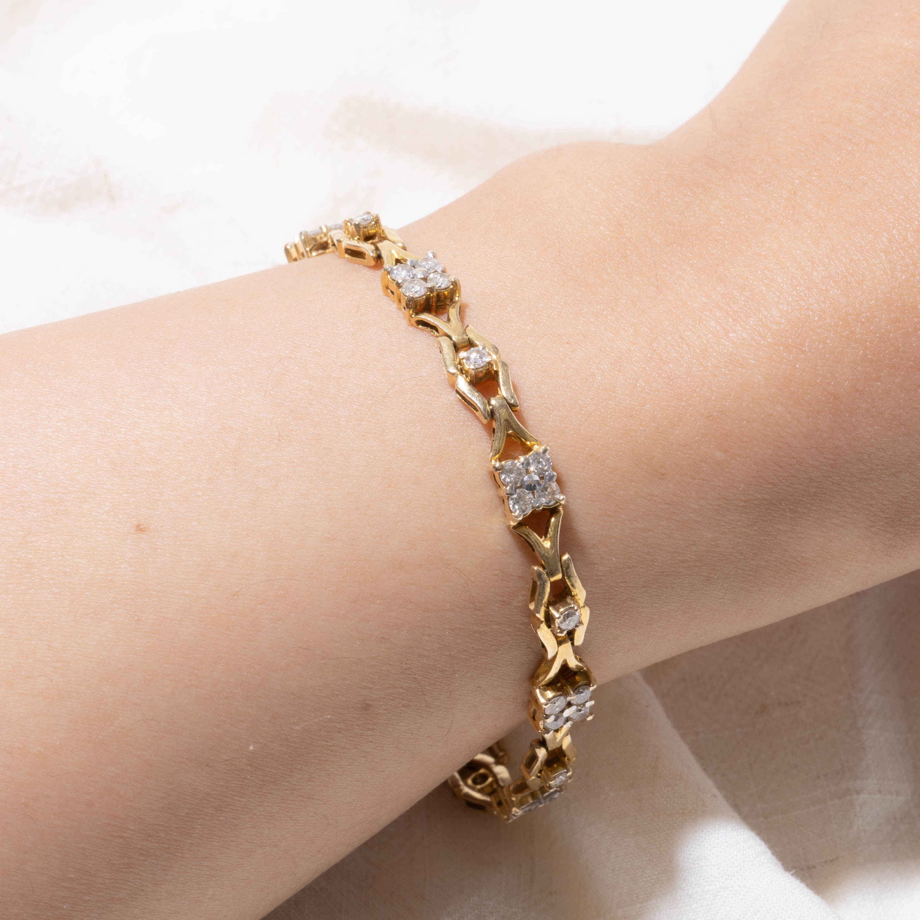 14k Diamond Cluster Openwork Marquise Bracelet | 1.20ctw | 7.5"