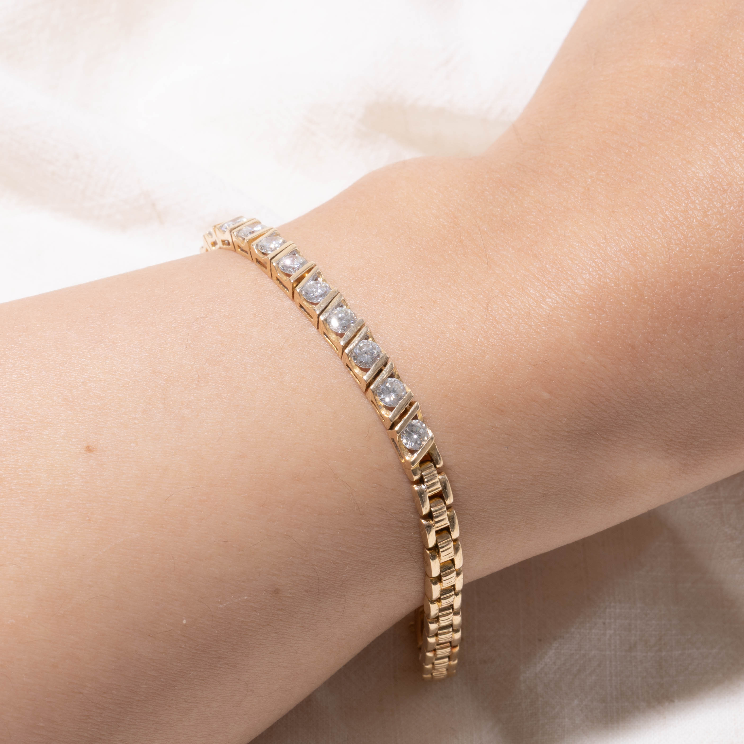 14k Diamond Watch Link Tennis Bracelet | 1.54ctw | 7"