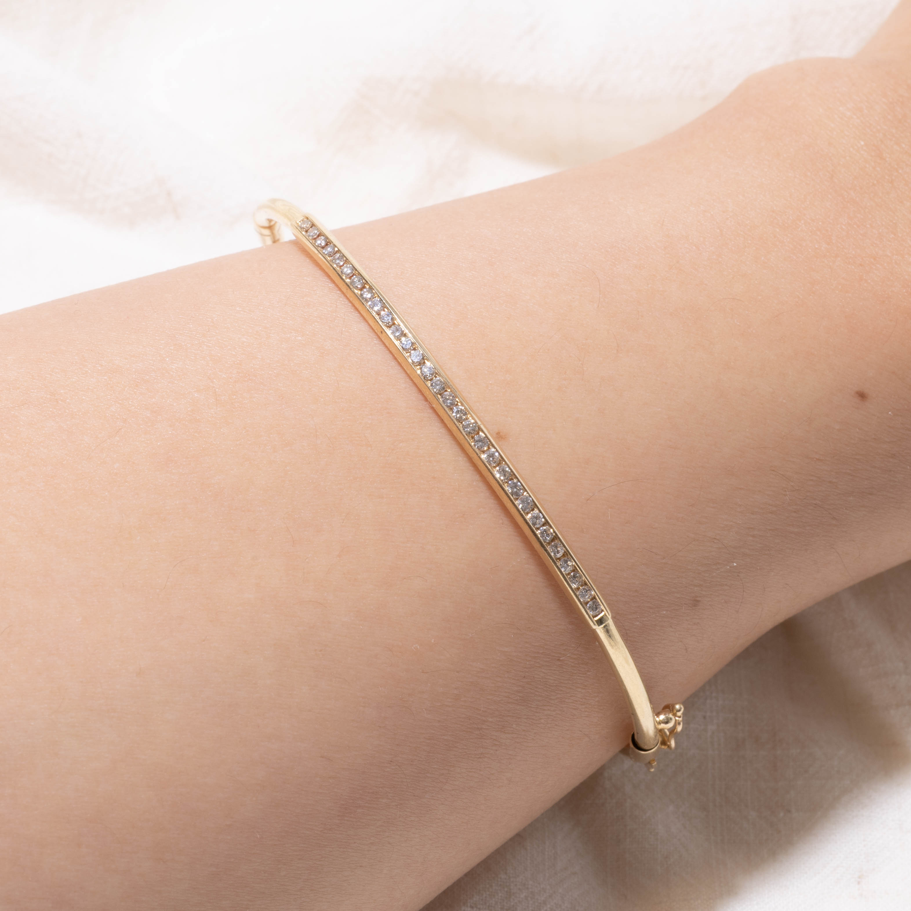 14k Channel Set Diamond Bangle | 0.30ctw | 7.5"