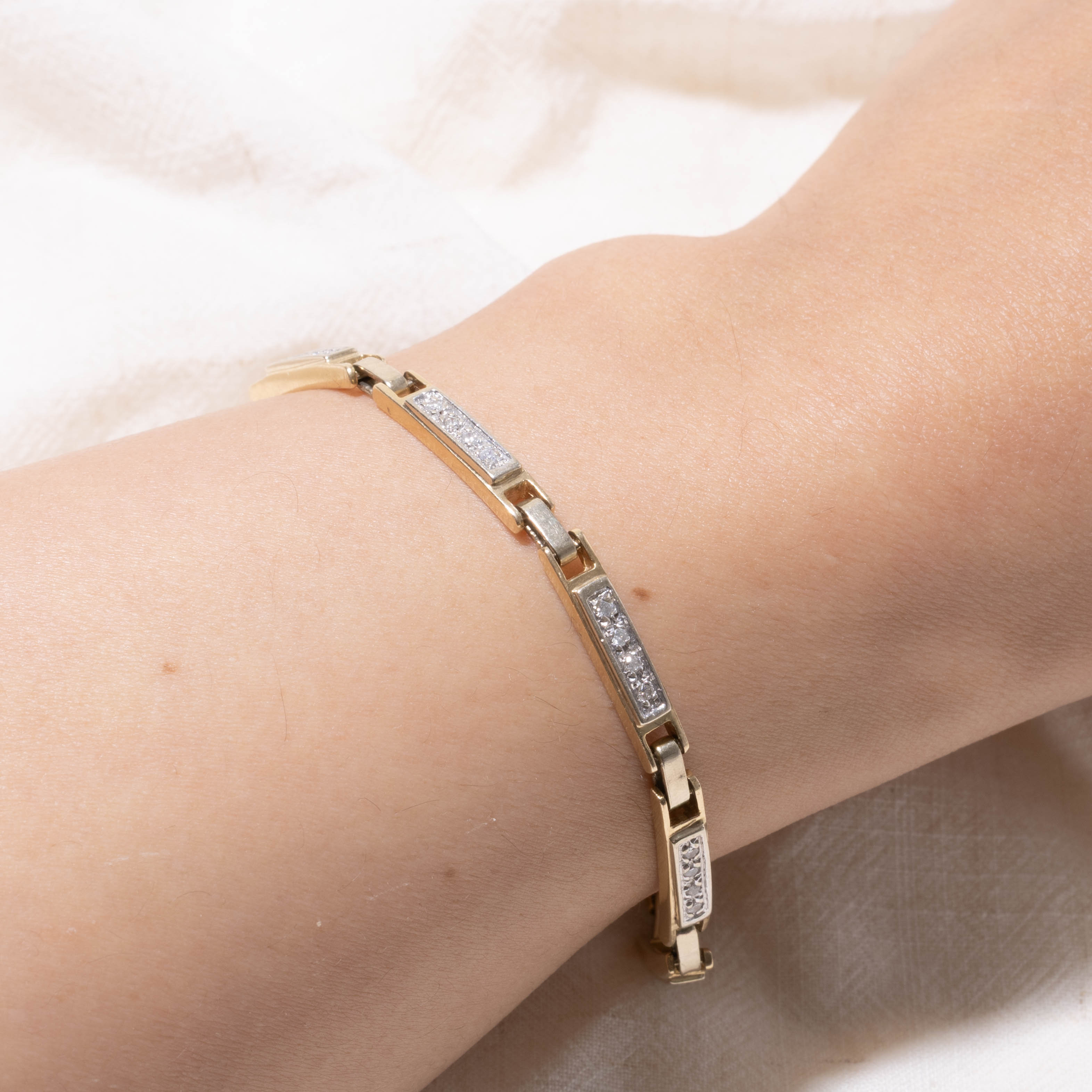 14k Four Stone Diamond Segment Bracelet | 0.24ctw | 7.5"