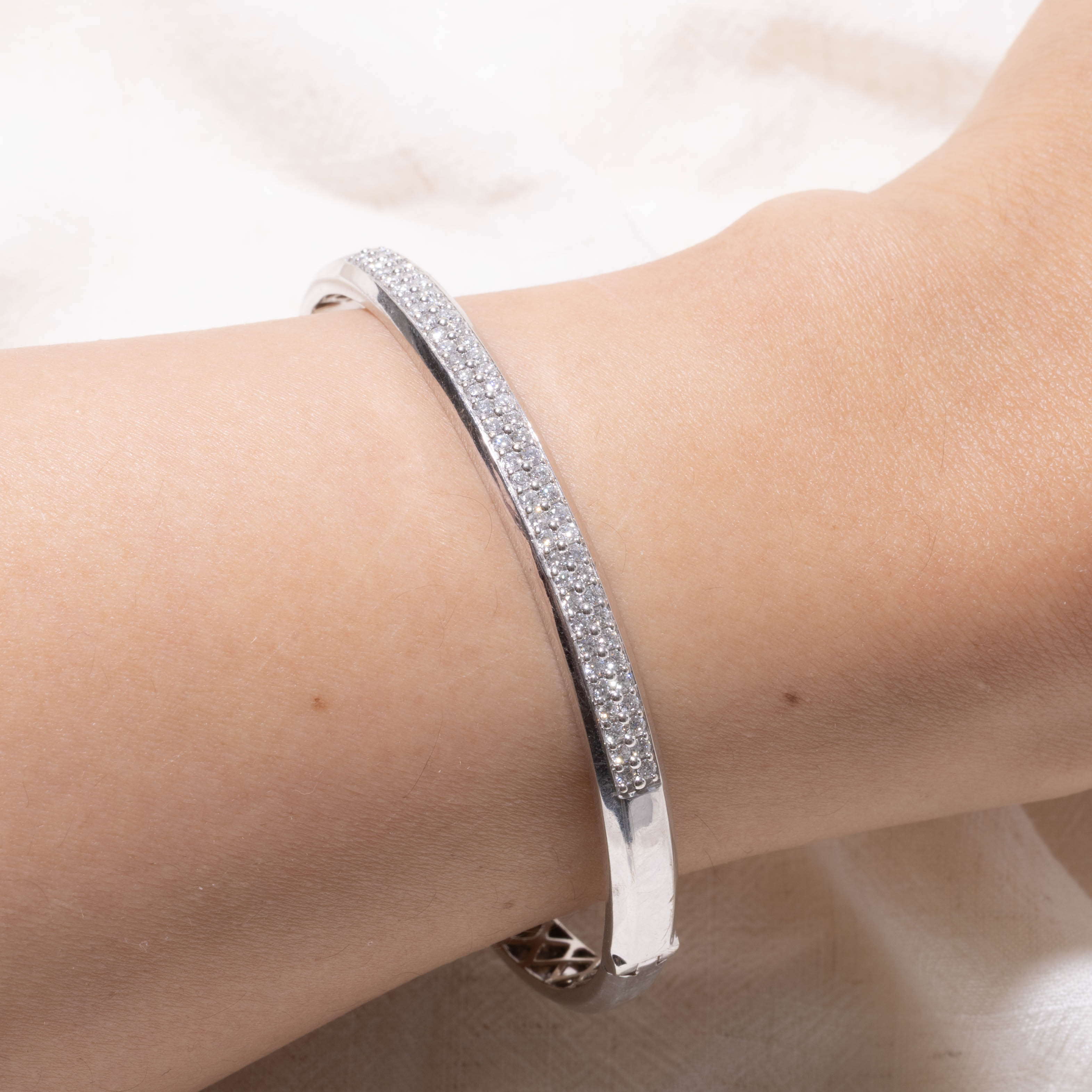 10k Pave Set Diamond Bangle | 0.66ctw | 7"