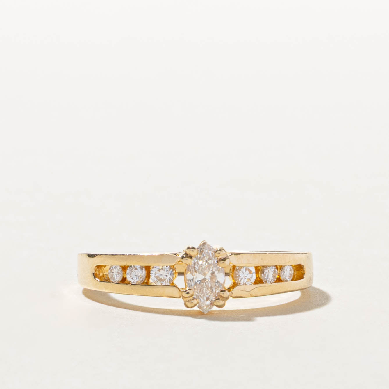 14k Marquise Cut Diamond Accented Ring | 0.37ctw | SZ 6.5