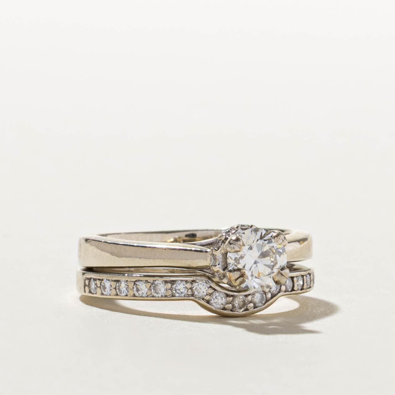 14k GIA Diamond Wedding Ring Set | GIA 0.52ct VS2 I, 0.36ctw | SZ 5
