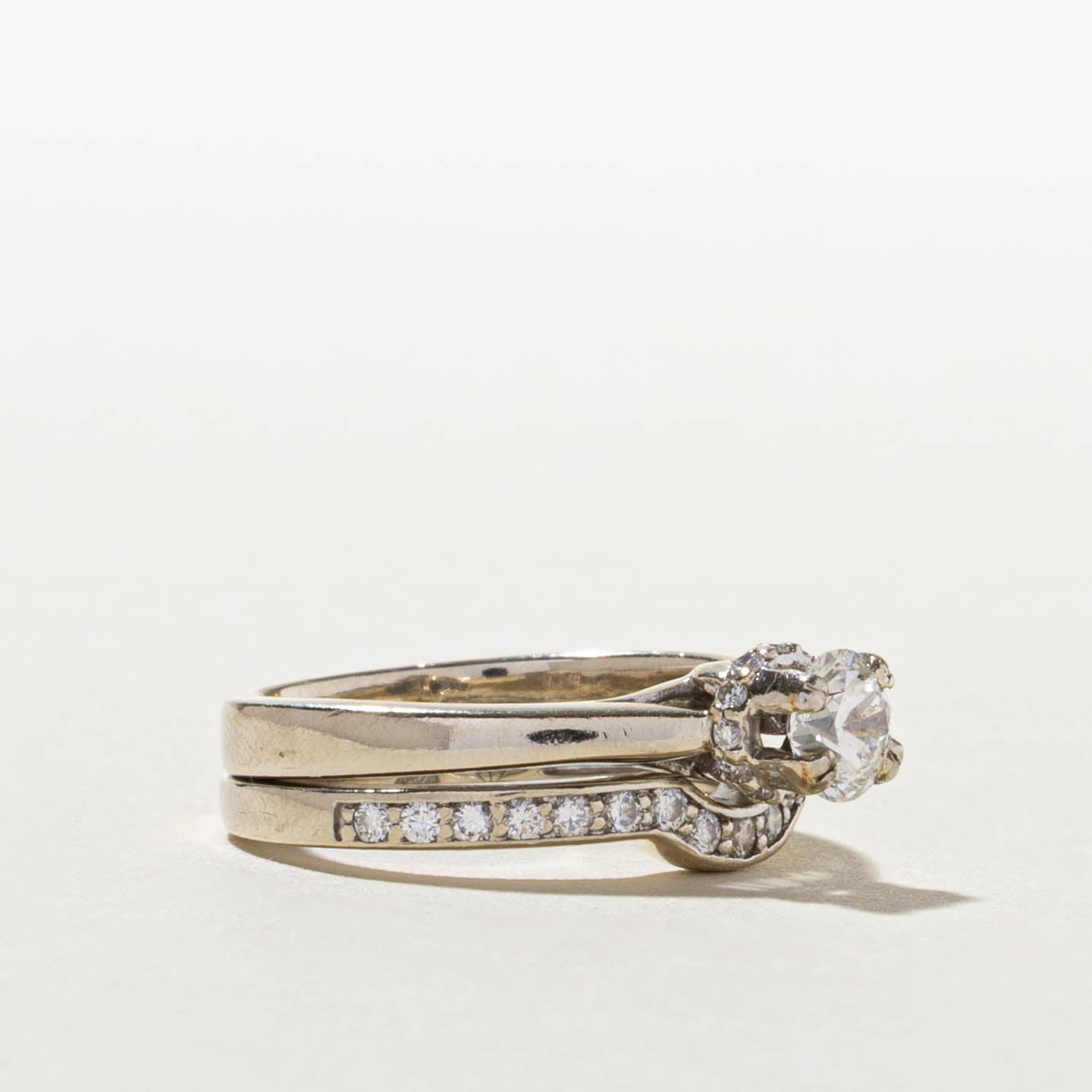 14k GIA Diamond Wedding Ring Set | GIA 0.52ct VS2 I, 0.36ctw | SZ 5