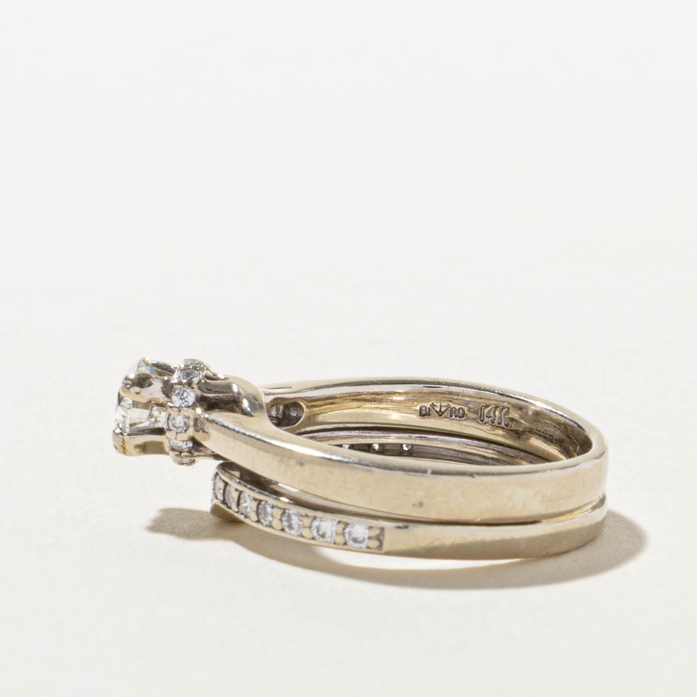 14k GIA Diamond Wedding Ring Set | GIA 0.52ct VS2 I, 0.36ctw | SZ 5