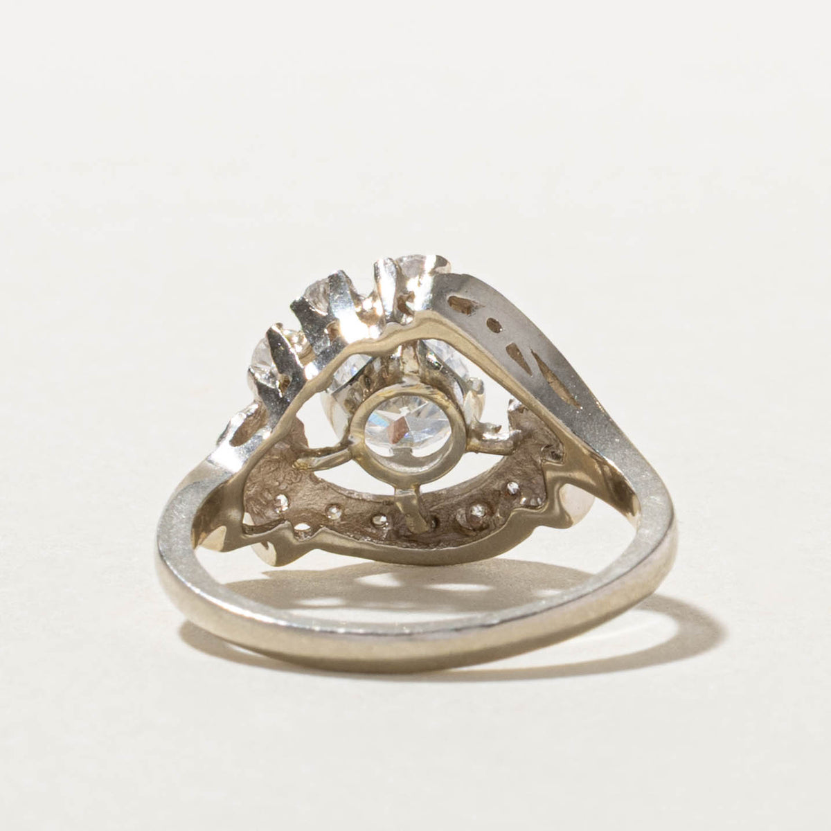 14k Old European Cut Diamond Floral Openwork Ring | 0.58ct VS2/SI1 G, 0.25ctw | SZ 6.75