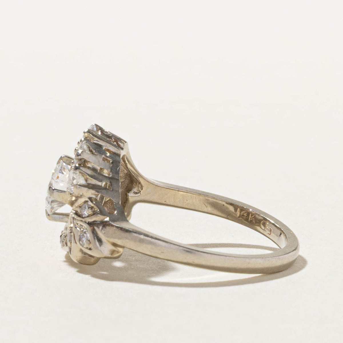 14k Old European Cut Diamond Floral Openwork Ring | 0.58ct VS2/SI1 G, 0.25ctw | SZ 6.75